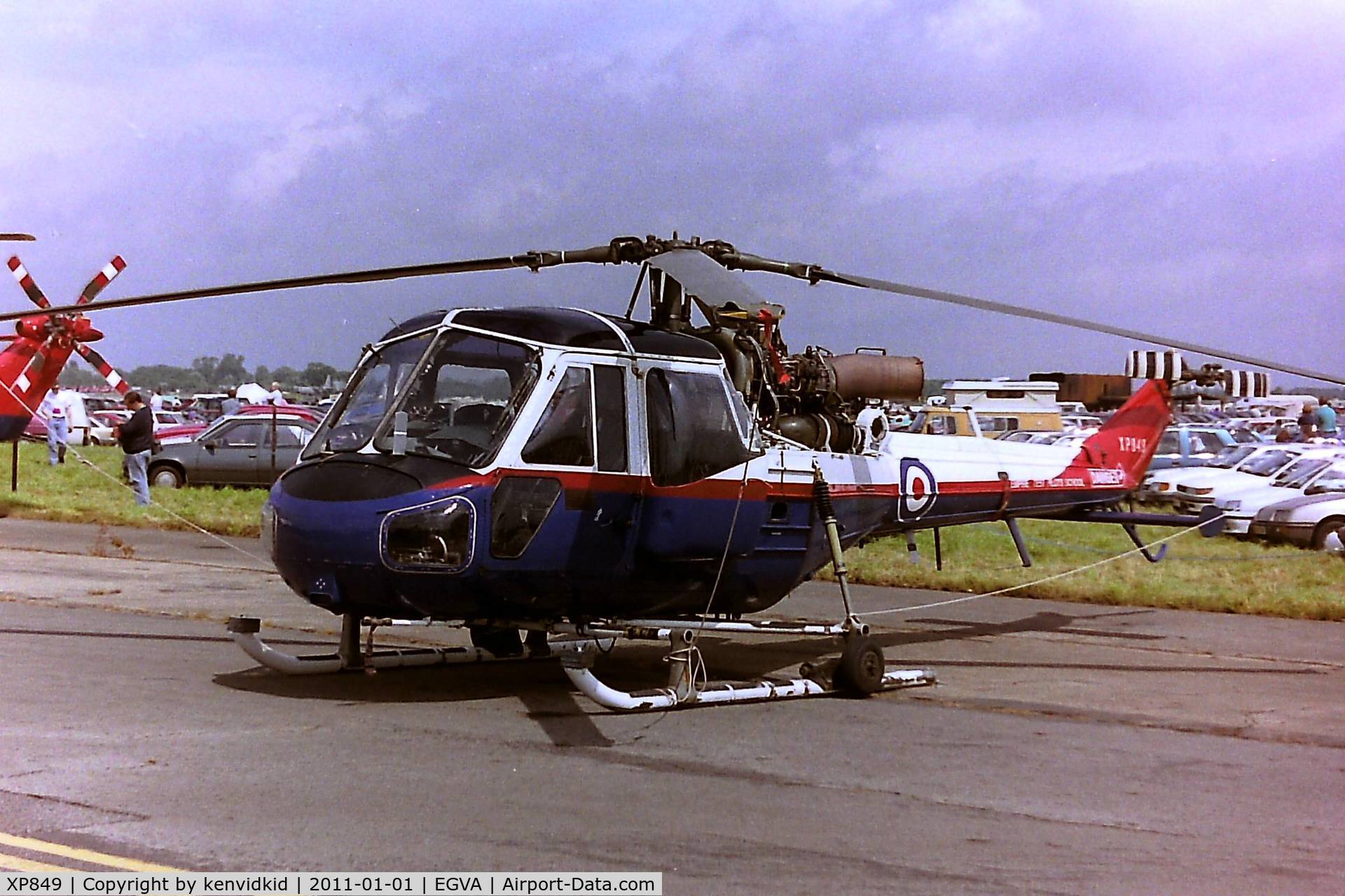 XP849, 1961 Westland Scout AH.1 C/N F9475, At RIAT 1993, scanned from negative.
