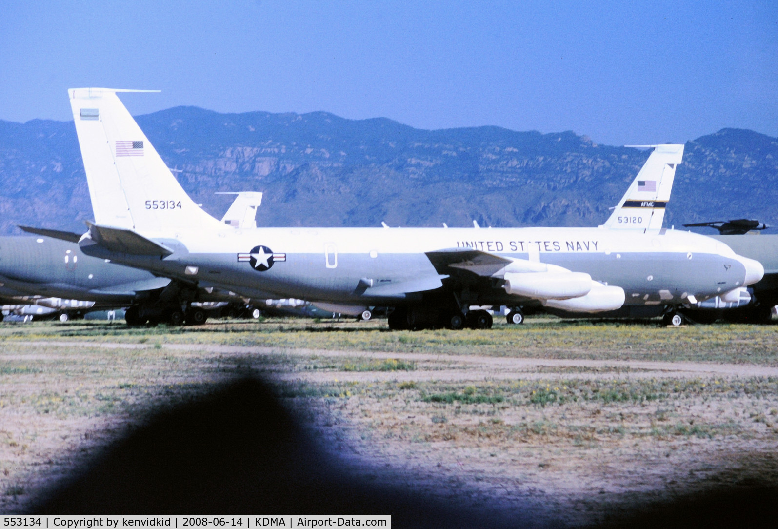 553134, 1955 Boeing NKC-135A Stratotanker C/N 17250, At Davis Monthan from an air-conditioned bus, circa 1996.