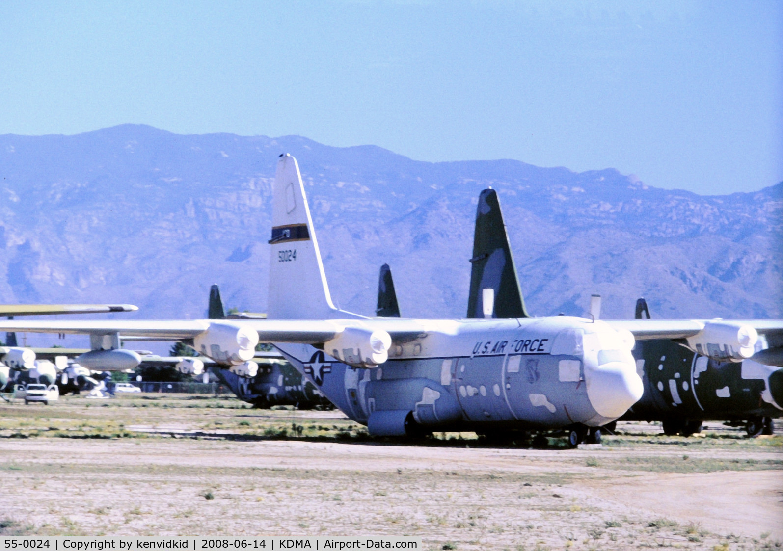 55-0024, Lockheed C-130A-LM Hercules C/N 182-3051, At Davis Monthan from an air-conditioned bus, circa 1996.