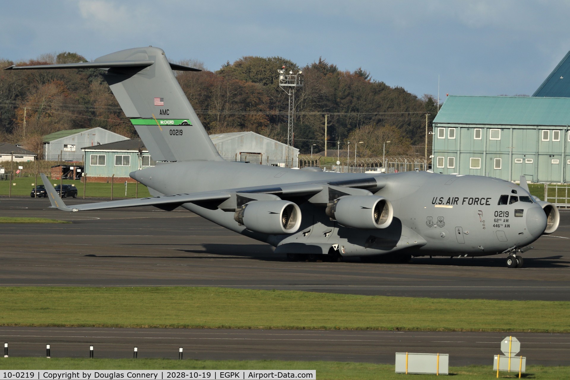 10-0219, Boeing C-17A Globemaster III C/N P-219, Parked up on apron C at Prestwick C/S RCH230