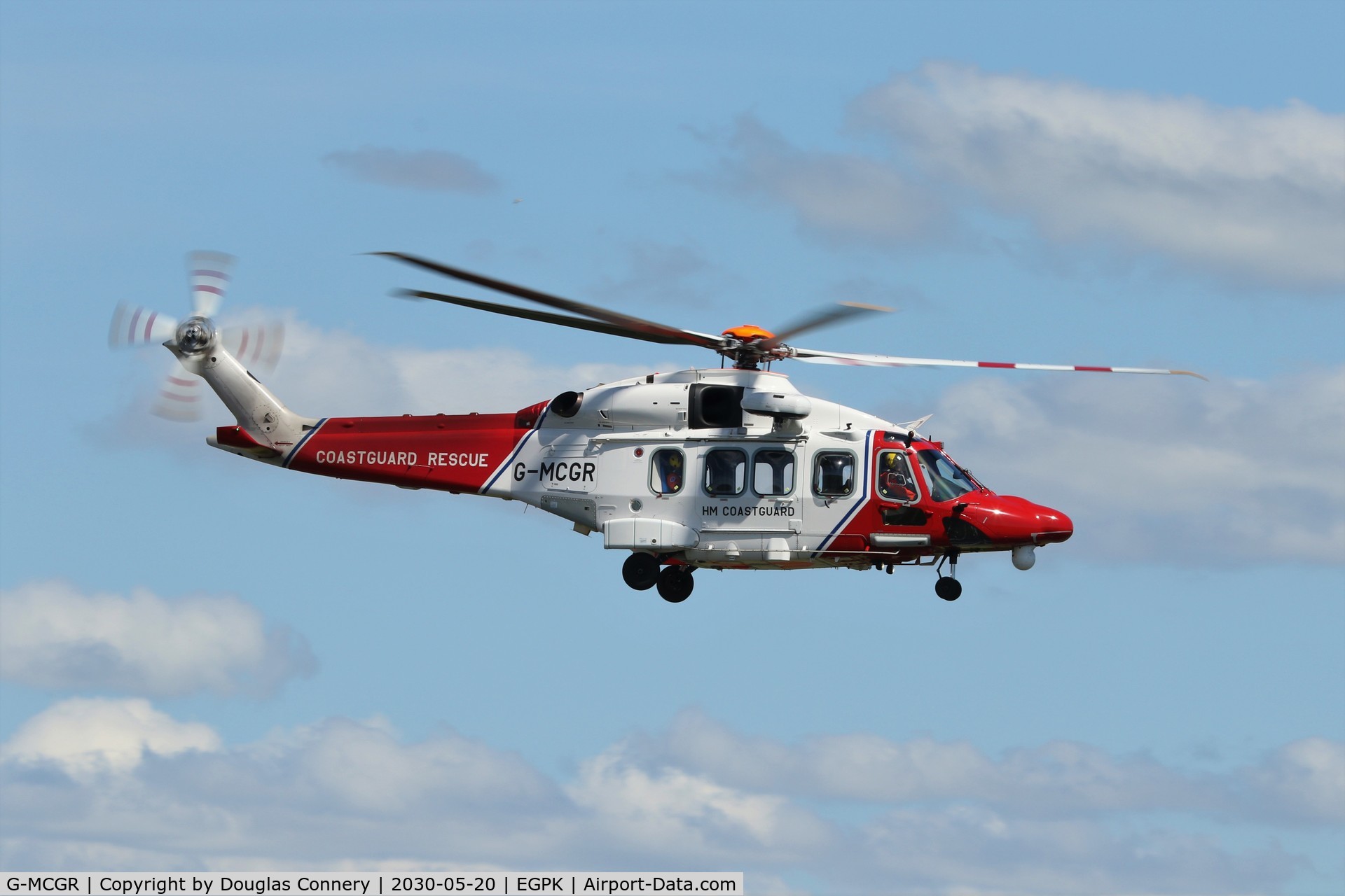 G-MCGR, 2014 AgustaWestland AW189 C/N 92004, Departing Prestwick on another training sortie