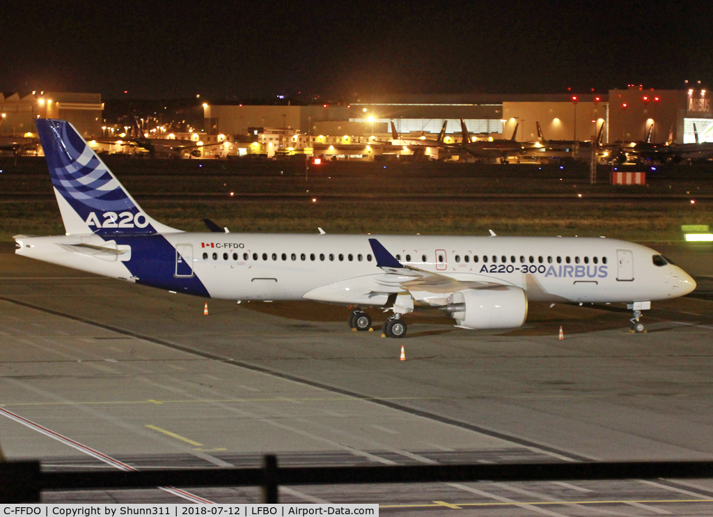C-FFDO, 2015 Bombardier CSeries CS300 (BD-500-1A11) C/N 55002, Parked at the General Aviation for a night stop...