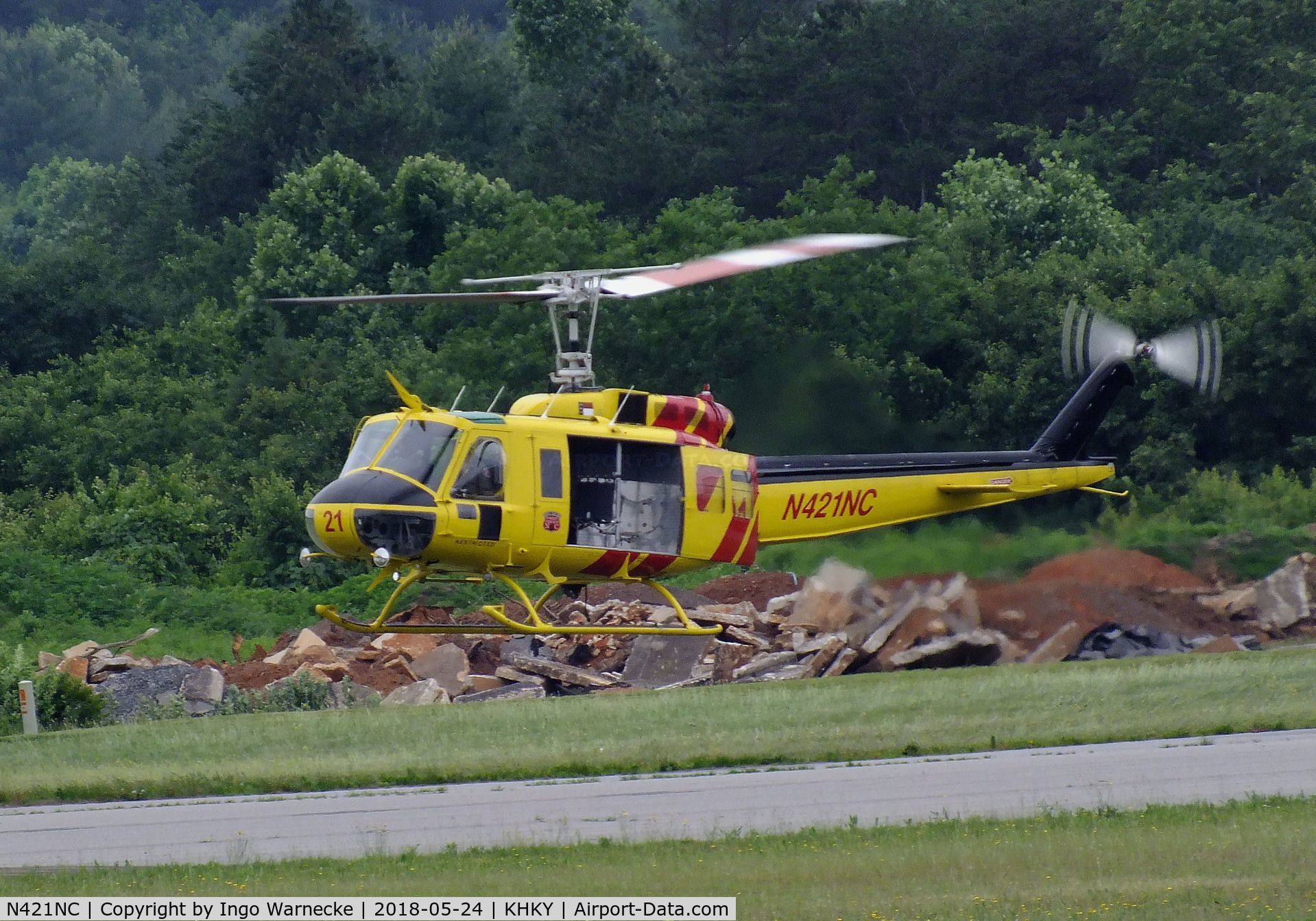 N421NC, Bell UH-1H C/N 64-13544, Bell UH-1H Iroquois of the North Carolina Forest Service at the Hickory regional airport