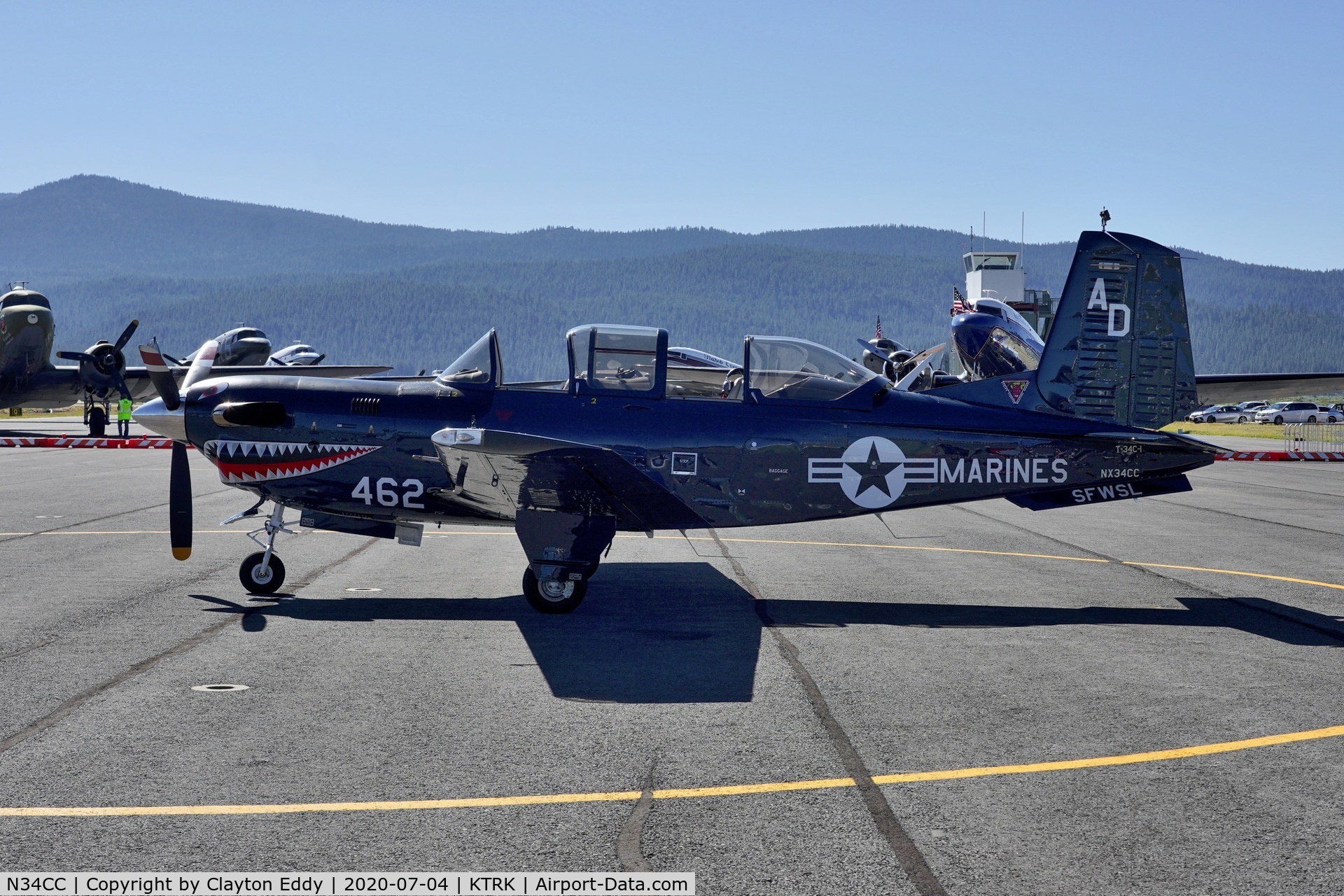 N34CC, 1982 Beech T-34C-1 Turbo Mentor C/N GM-86, Part of the D-day Squadron Truckee Tahoe flyover July 4th 2020.