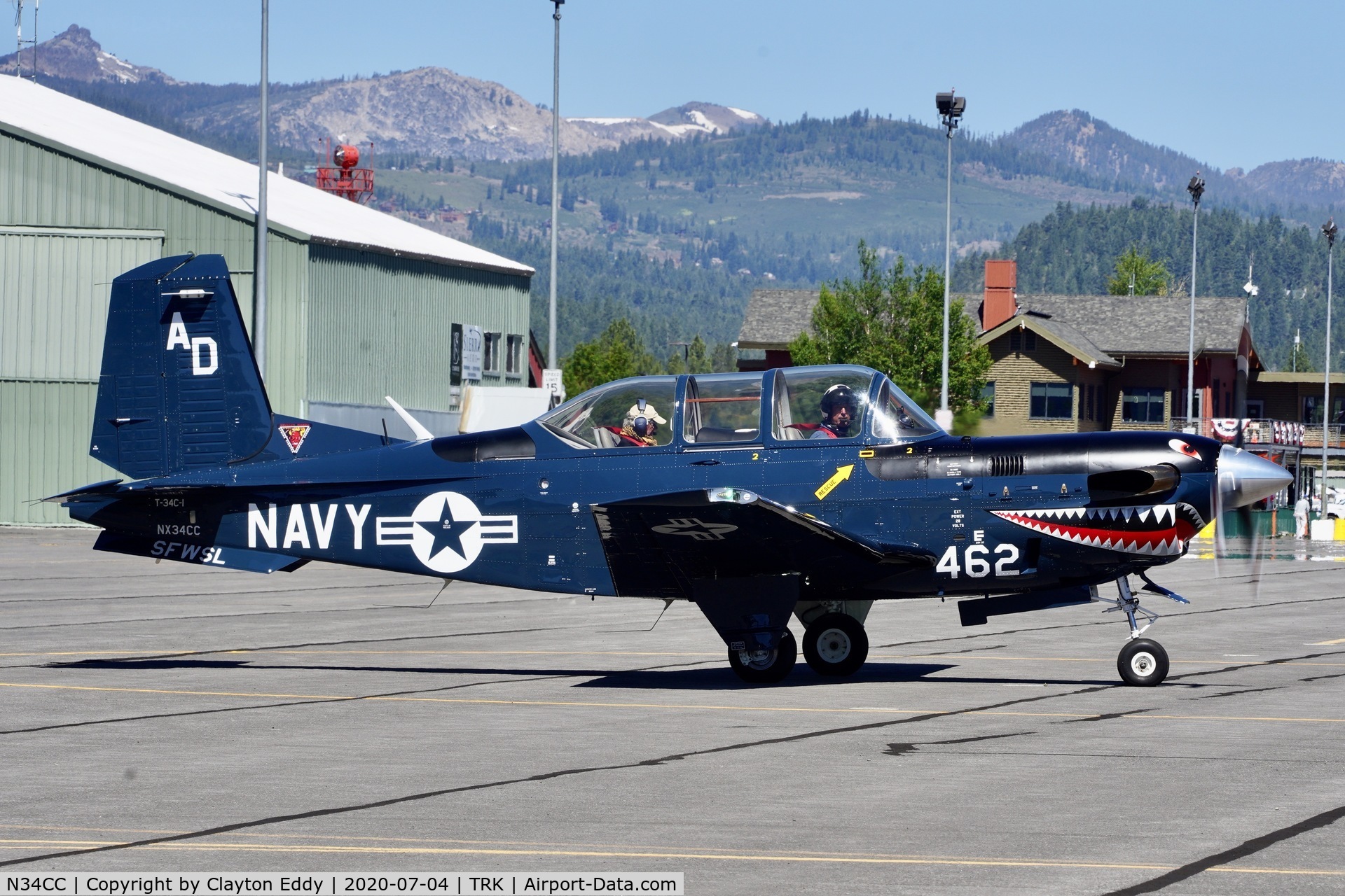 N34CC, 1982 Beech T-34C-1 Turbo Mentor C/N GM-86, Part of the D-day Squadron Truckee Tahoe flyover. July 4th 2020.