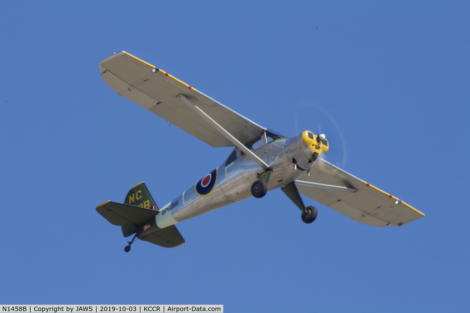 N1458B, 1948 Luscombe 8F Silvaire C/N 6085, N1458B Luscombe 8F overflying KCCR on 10/3/2019