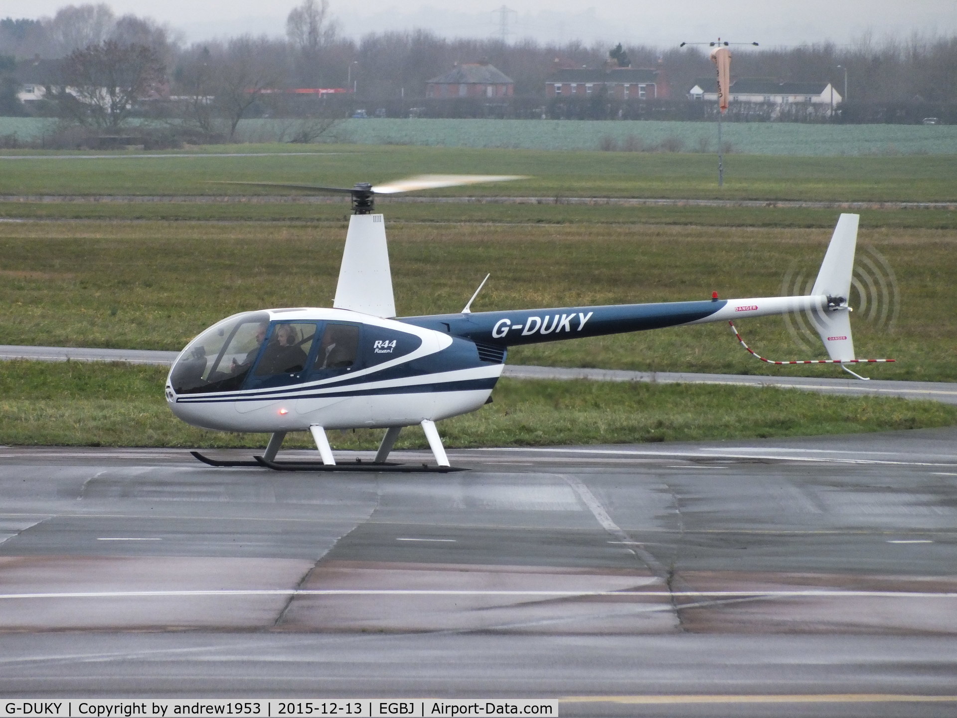 G-DUKY, 2005 Robinson R44 Raven C/N 1455, G-DUKY at Gloucestershire Airport.