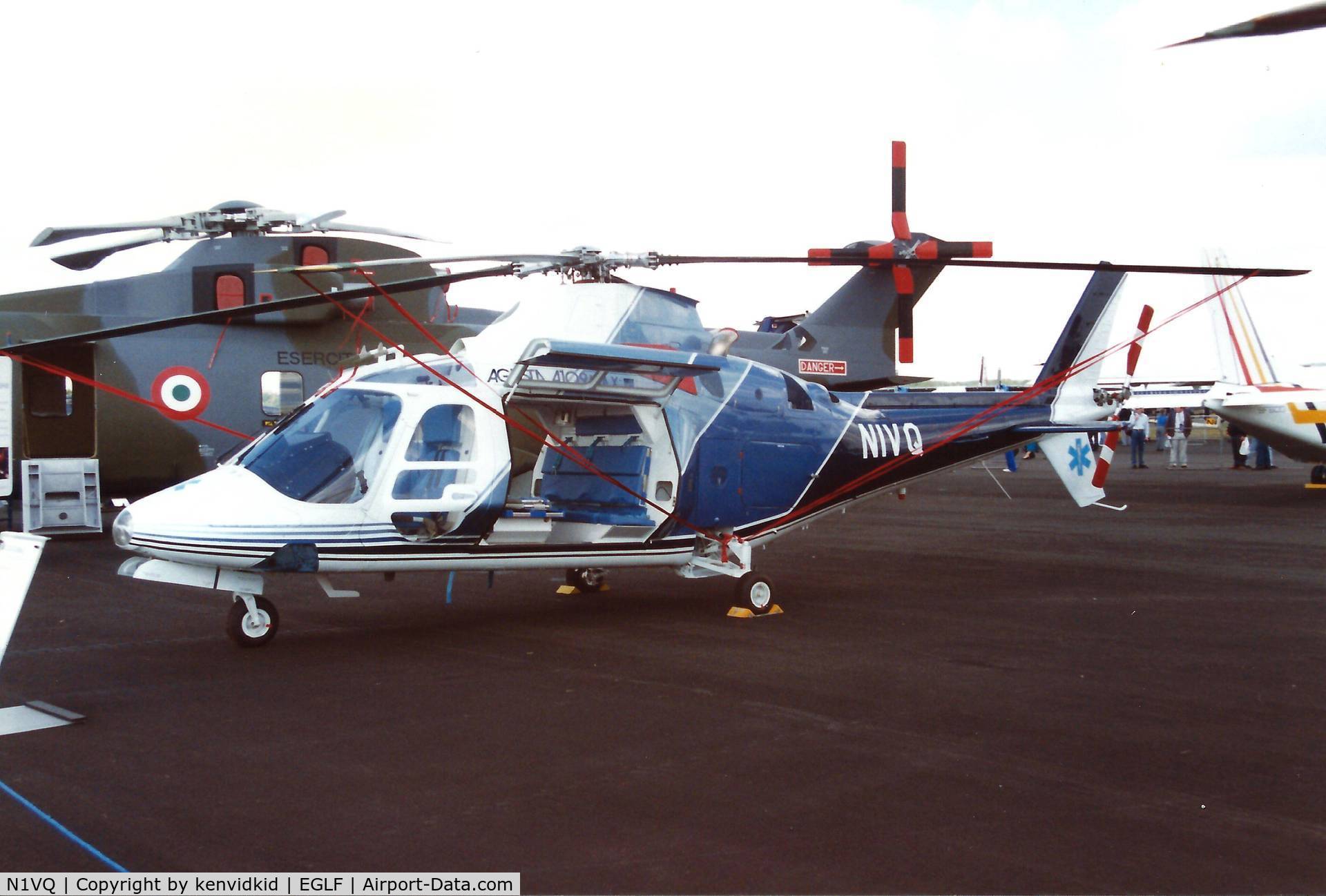 N1VQ, Agusta A-109C C/N 7638, At the 1990 Farnborough International Air Show.