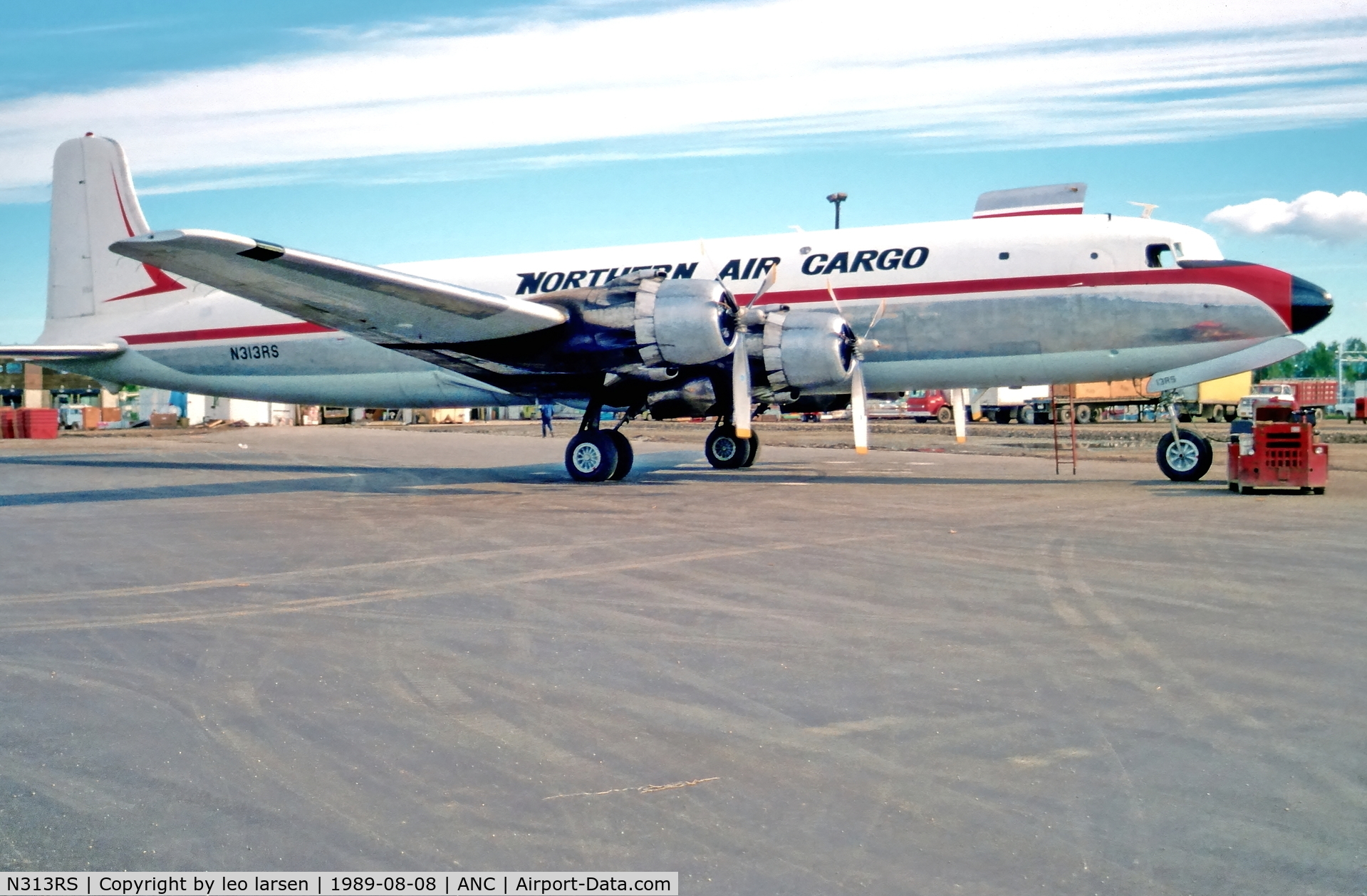 N313RS, 1955 Douglas C-118A Liftmaster (DC-6A) C/N 44663/630, Anchorage 8.8.1989