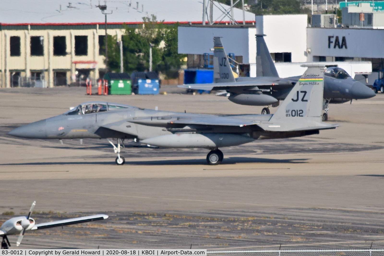 83-0012, 1983 McDonnell Douglas F-15C Eagle C/N 0858/C272, Taxiing on the north GA ramp.159th FW 