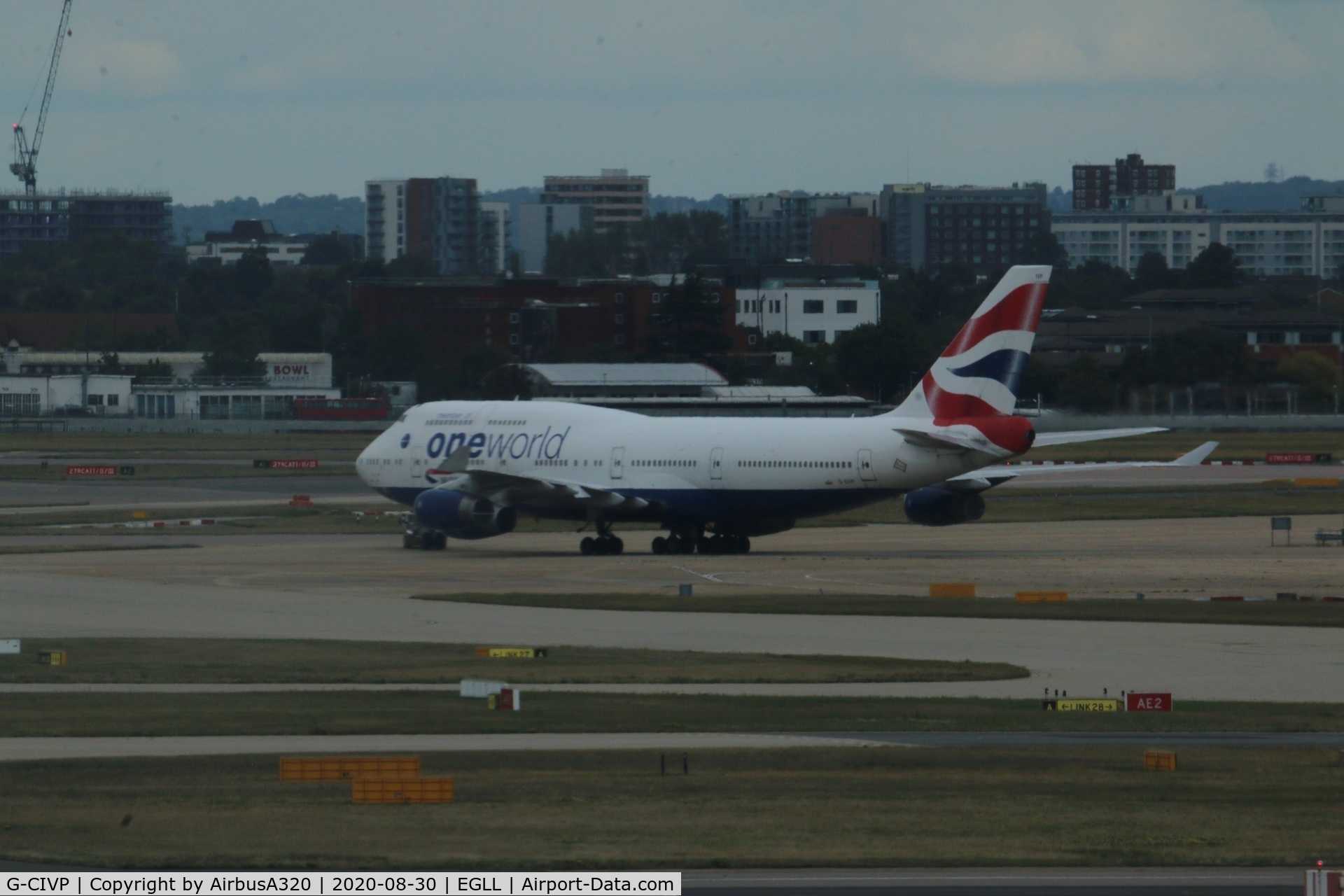 G-CIVP, 1998 Boeing 747-436 C/N 28850, Withdrawn from service being towed around the BA maintenance area at LHR
