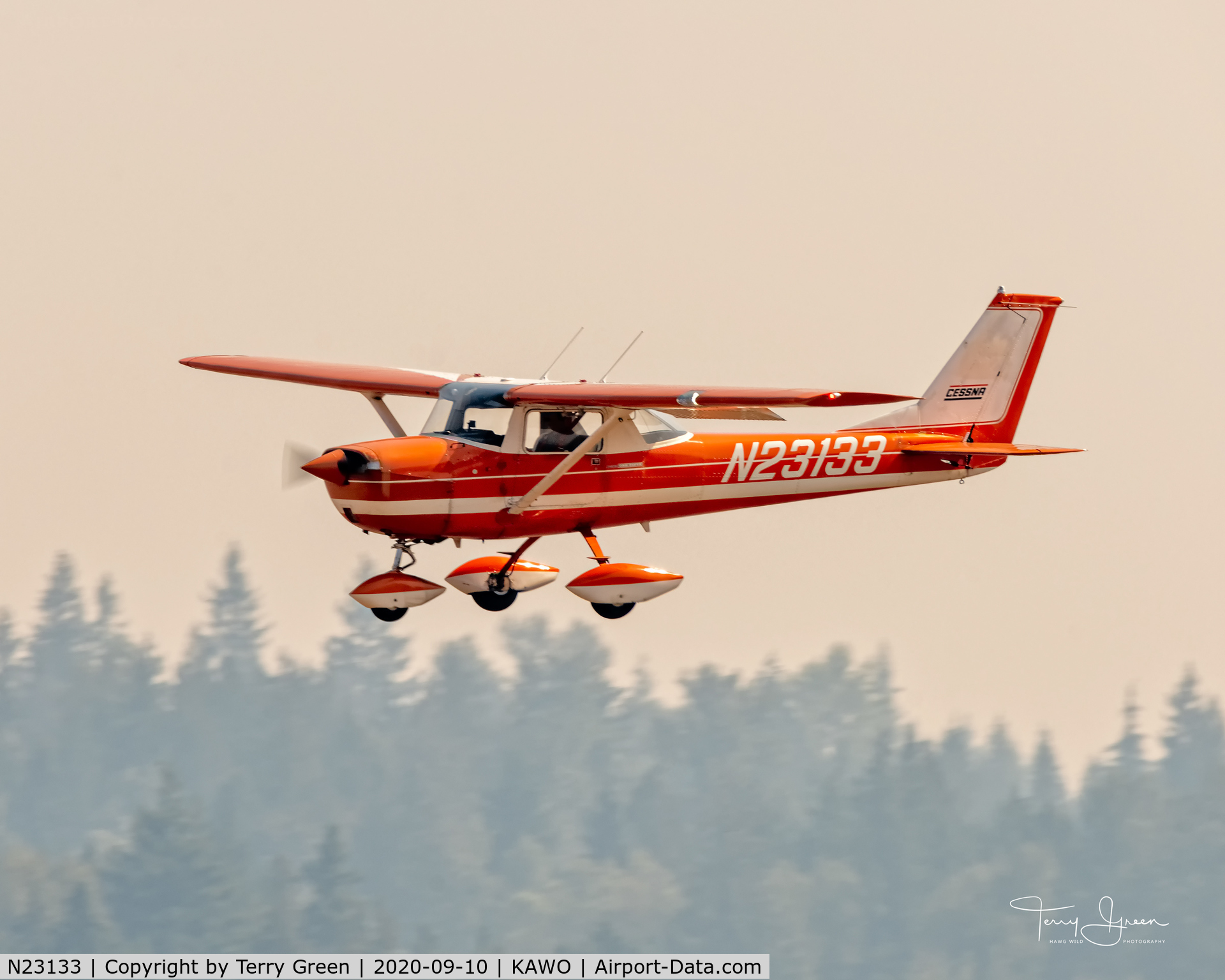 N23133, 1968 Cessna 150H C/N 15068746, Smoked Filled Sky @ KAWO