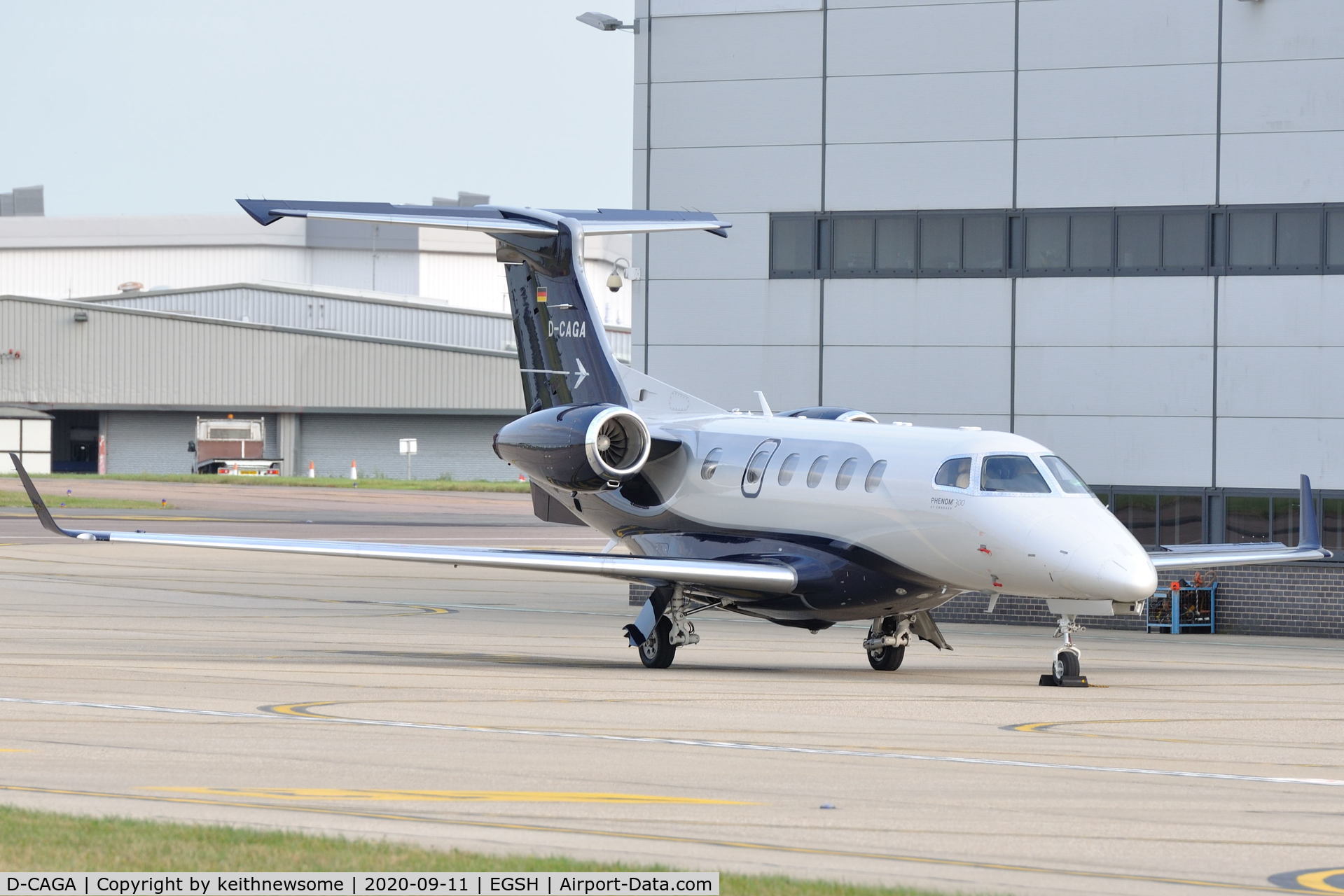 D-CAGA, 2017 Embraer EMB-505 Phenom 300 C/N 50500376, Parked at Norwich.