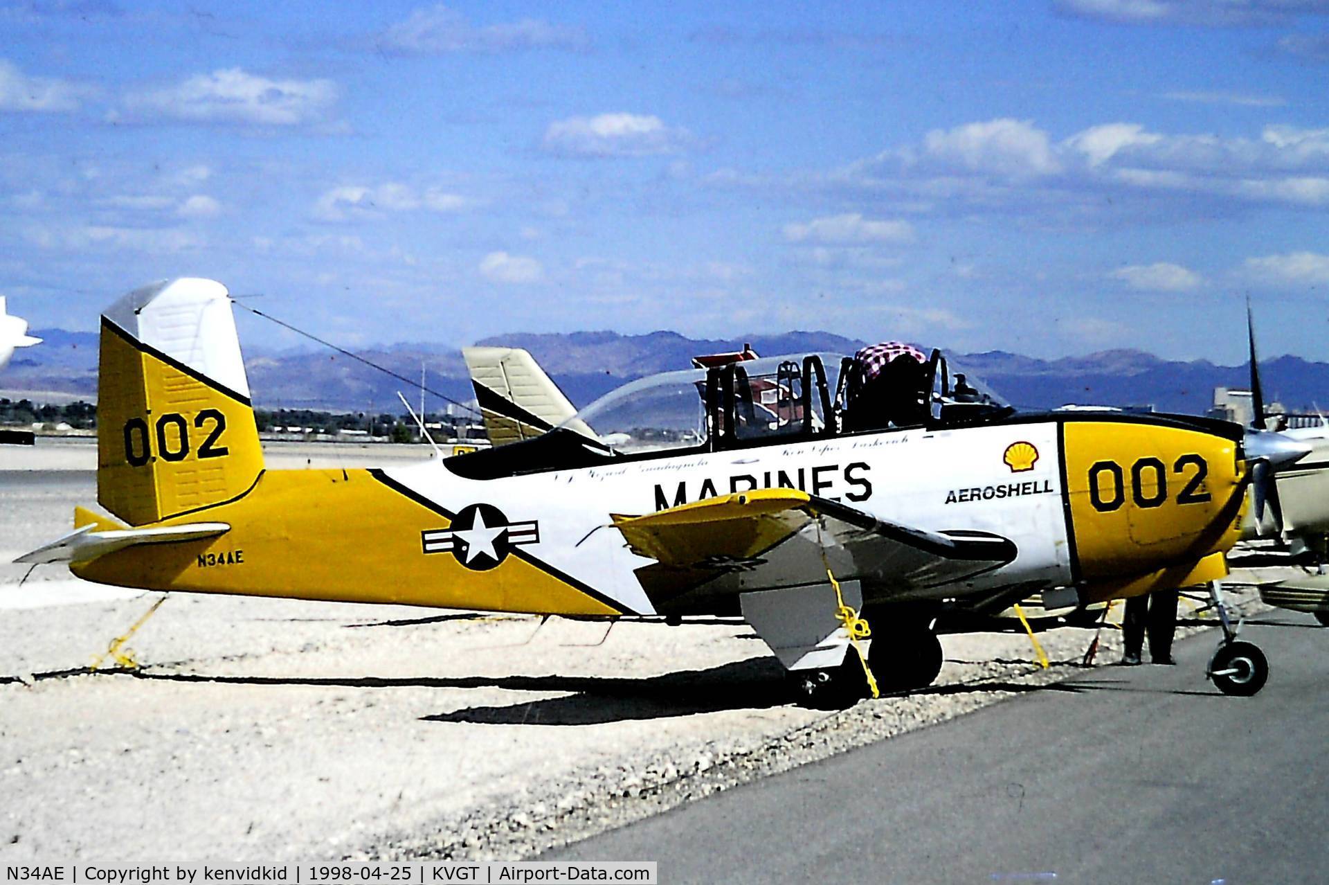 N34AE, 1953 Beech A45 C/N CG-2, At North Las Vegas Airport prior to attending the Golden Air Tattoo at Nellis.