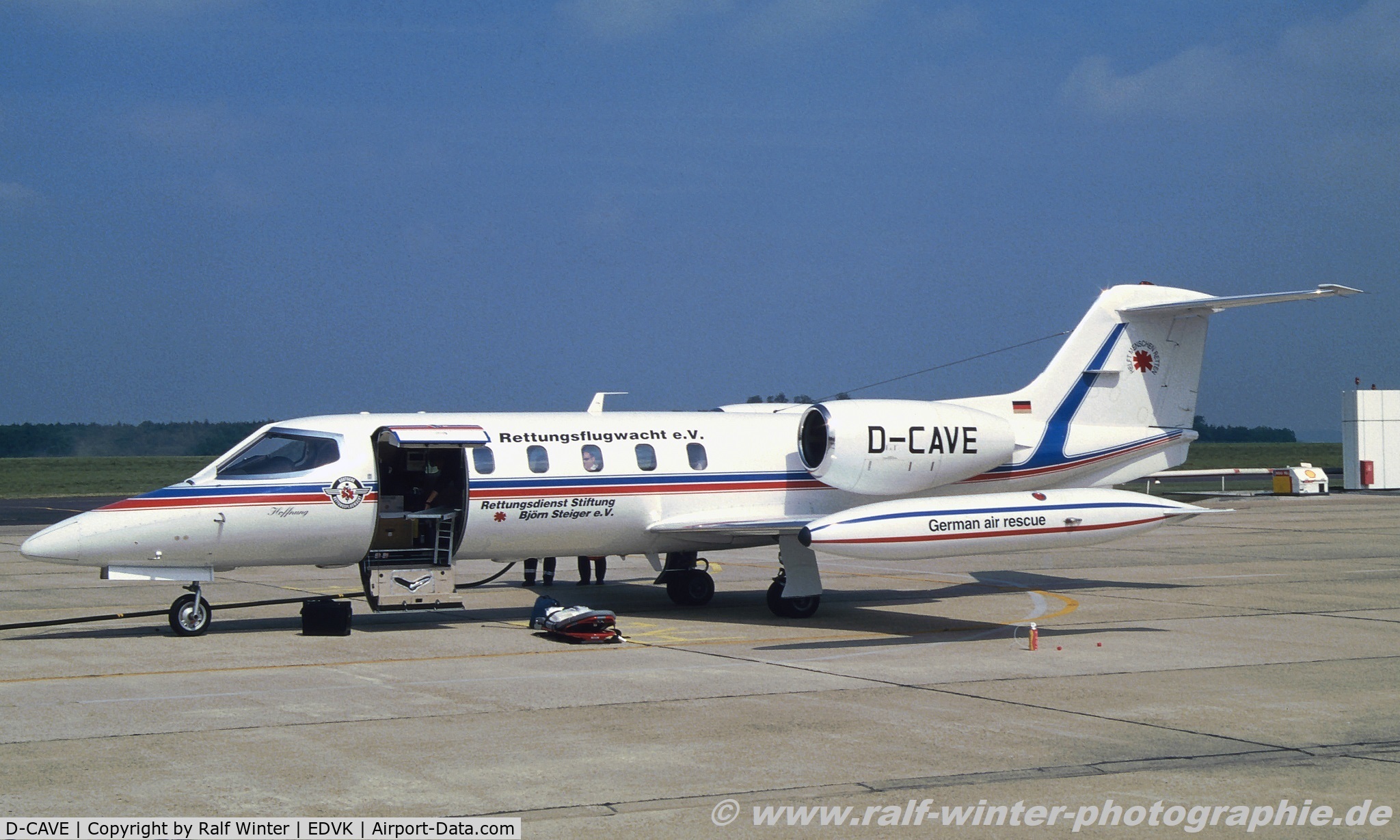 D-CAVE, 1982 Gates Learjet 35A C/N 35A-423, Gates Learjet 35A - 1l AMB Deutsche Rettungsflugwacht DRF scrapped 06.2013 - 35-423 - D-CAVE - EDVK - 1997