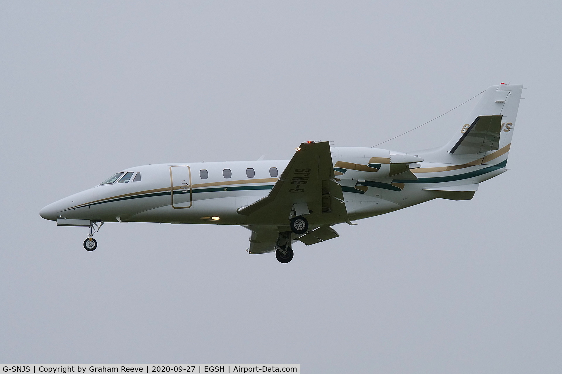 G-SNJS, 2018 Cessna 560XL Citation XLS Plus C/N 560-6252, Landing at Norwich.