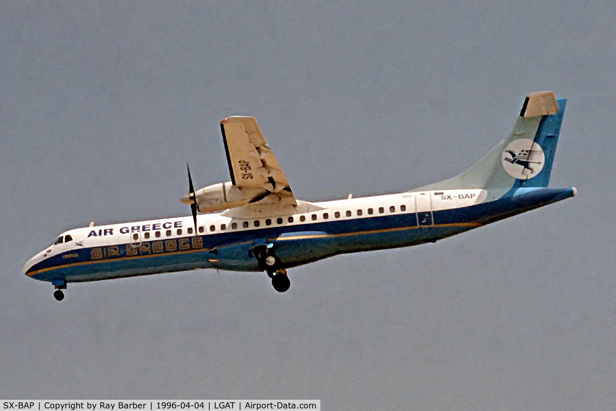 SX-BAP, 1992 ATR 72-202 C/N 330, SX-BAP   Aerospatiale ATR 72-202 [330] (Air Greece) Athens-Hellinikon~SX 04/04/1998