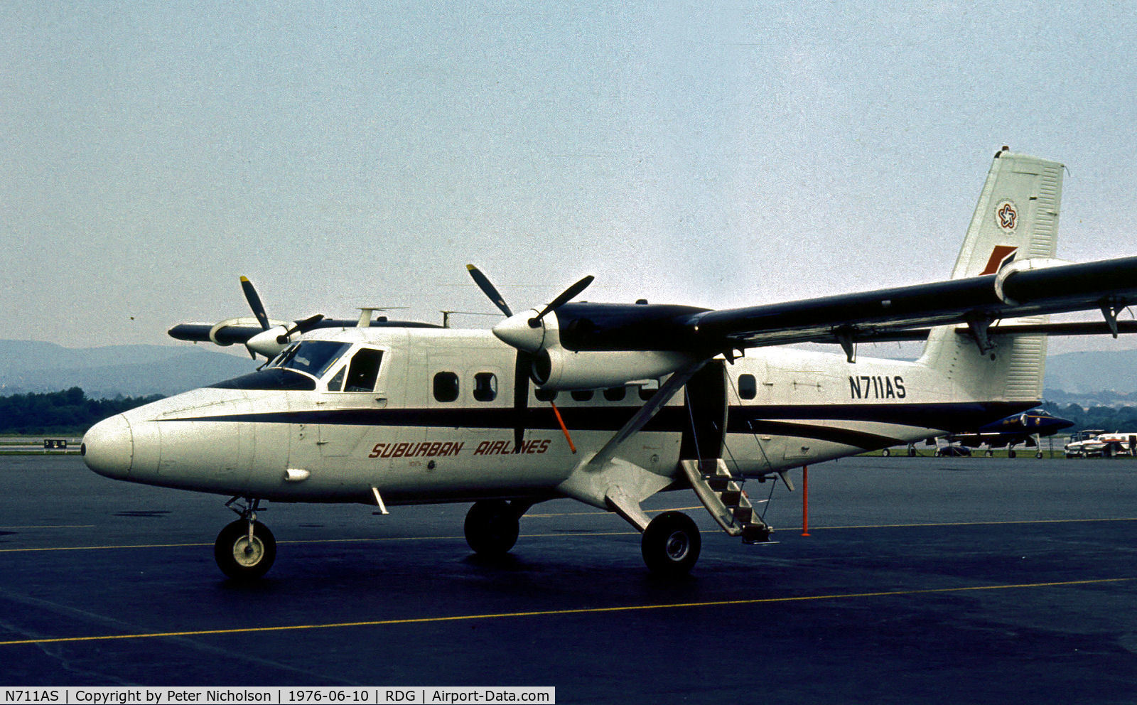 N711AS, 1969 De Havilland Canada DHC-6-200 Twin Otter C/N 202, DHC-6-200 Twin Otter of Suburban Airlines as seen at Reading, Pennsylvania during the 1976 Airhow.