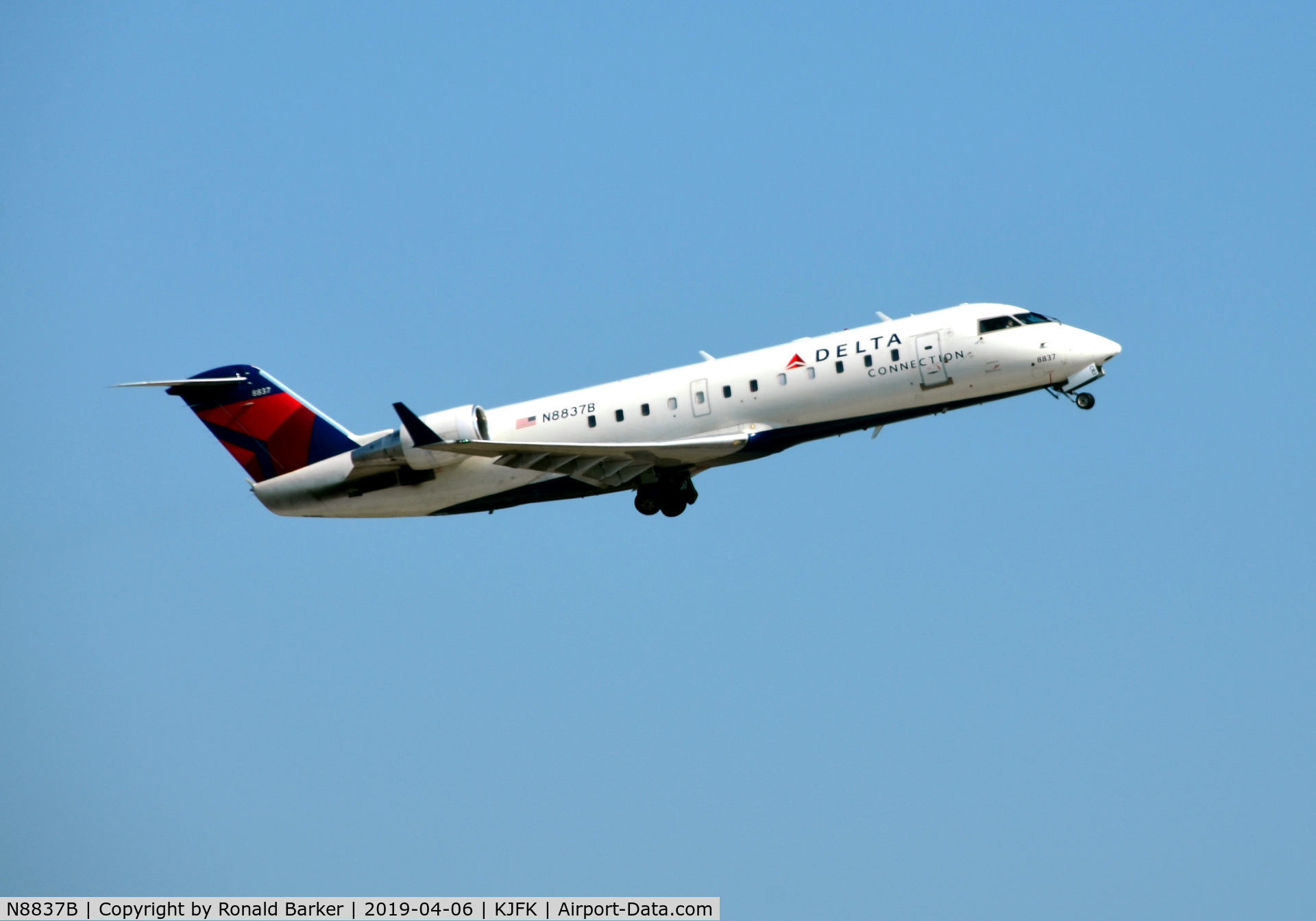 N8837B, 2003 Bombardier CRJ-200 (CL-600-2B19) C/N 7837, Takeoff JFK