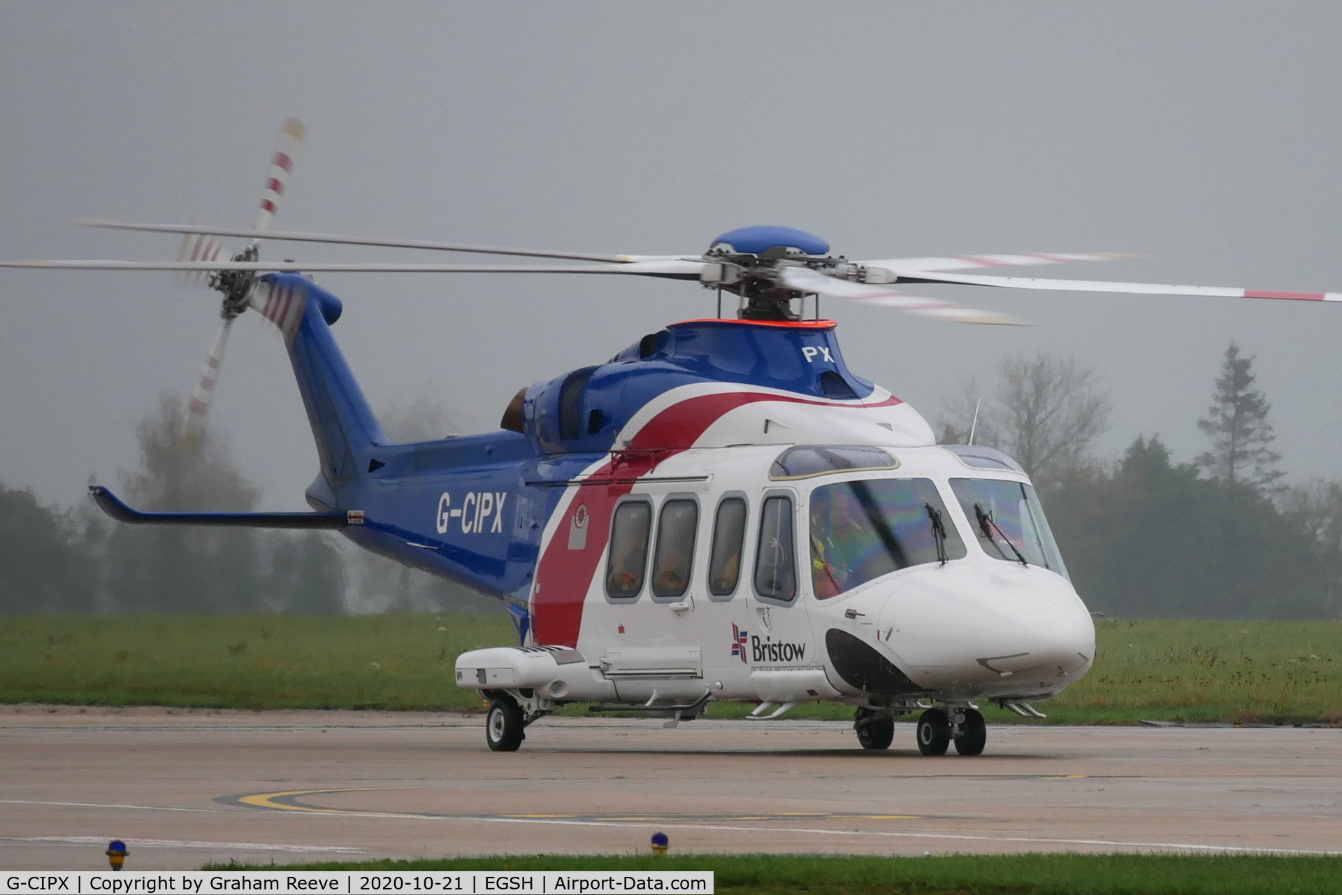 G-CIPX, 2013 AgustaWestland AW-139 C/N 41346, Just landed at Norwich.