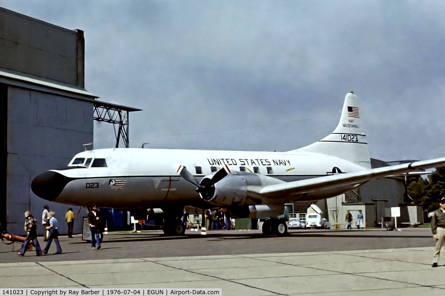 141023, 1956 Convair C-131F (R4Y-1) Samaritan C/N 306, 141023   Convair C-131F [306] (United States Navy) RAF Mildenhall~G 04/07/1976