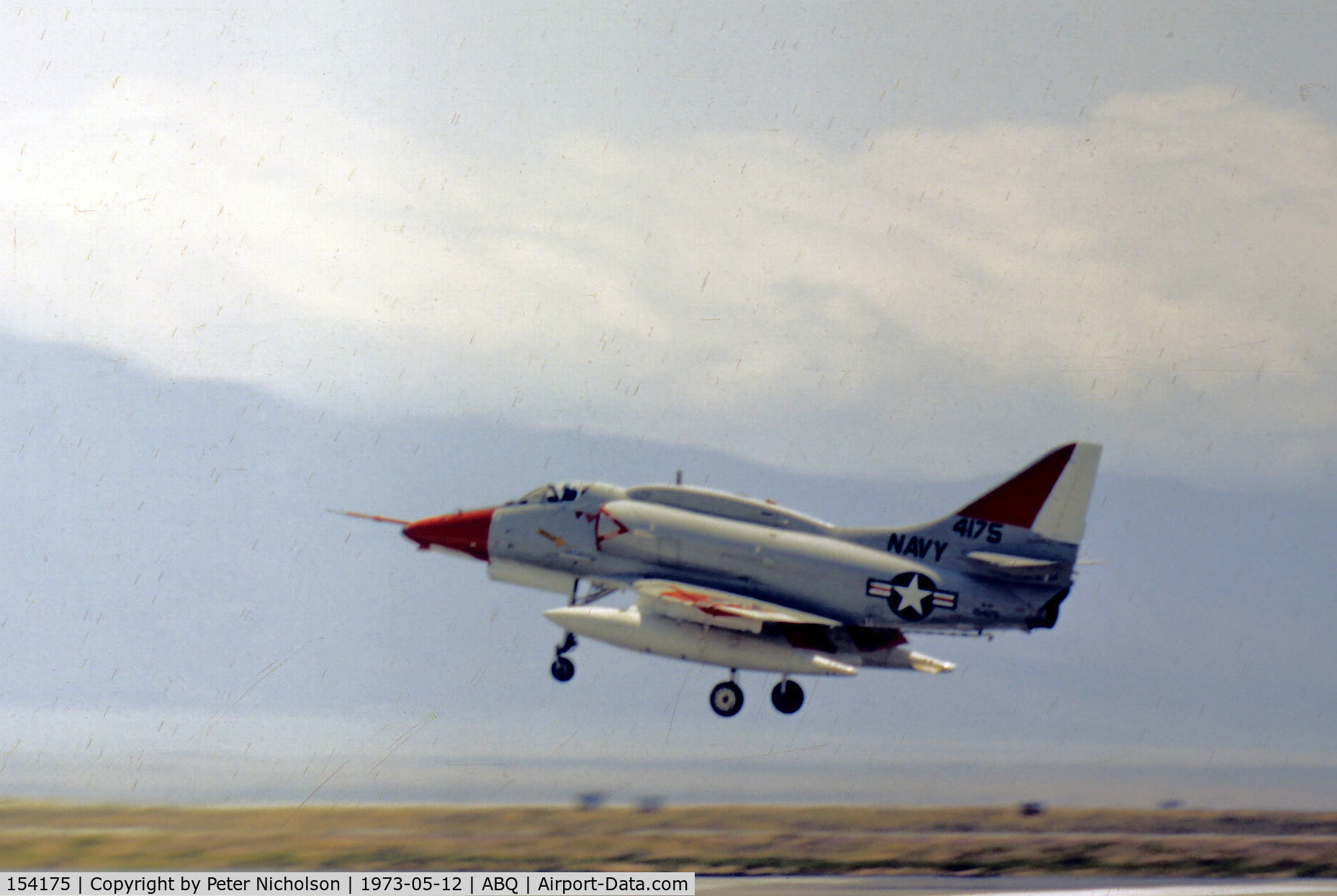154175, Douglas A-4F Skyhawk C/N 13632, A-4F Skyhawk seen landing at Albuquerque, New Mexico in May 1973.
