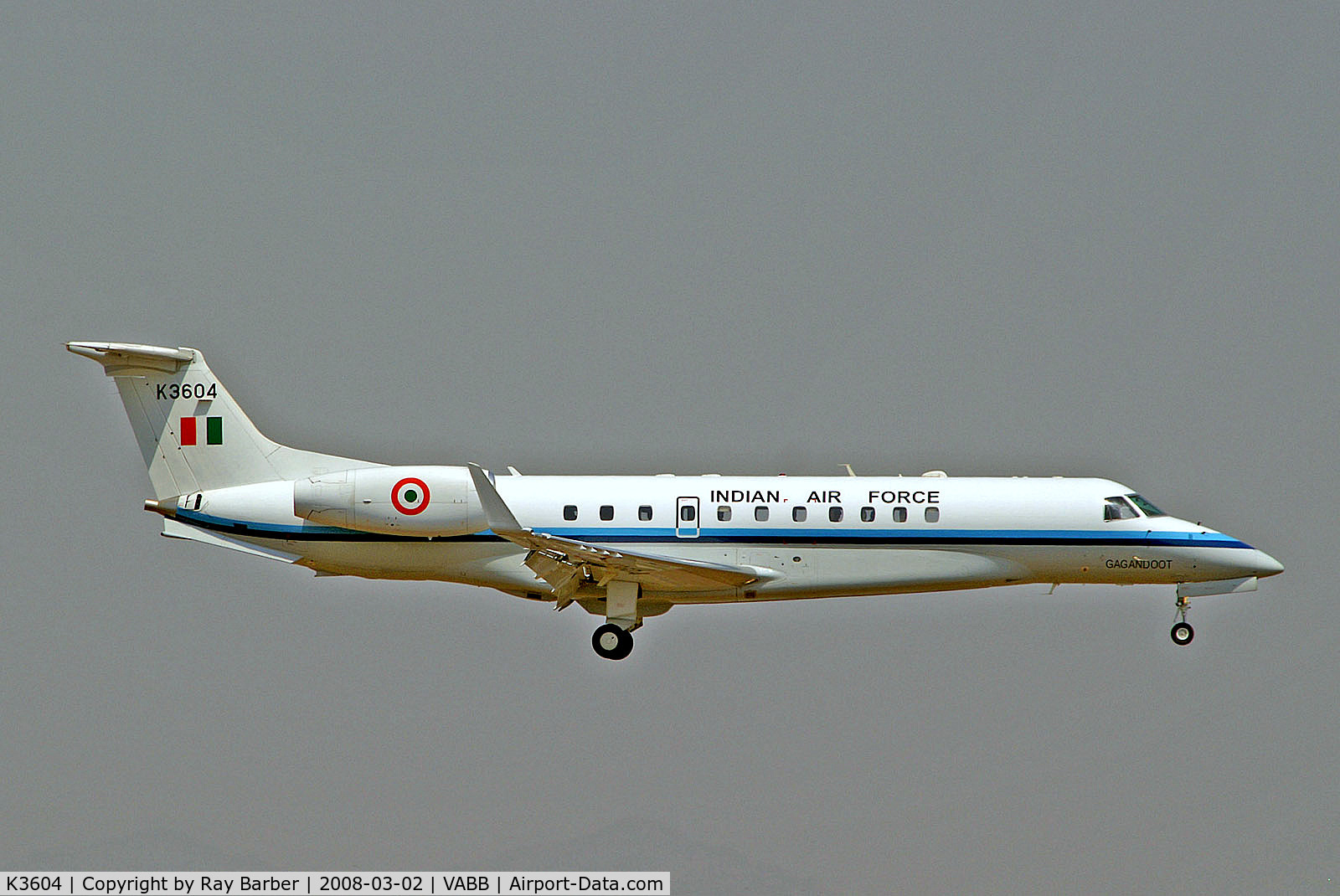 K3604, 2005 Embraer EMB-135BJ Legacy 600 C/N 14500919, K3604   Embraer EMB-135BJ Legacy [14500919] (Indian Air Force) Mumbai-Chhatrapati Shivaji Int'l~VT 02/03/2008