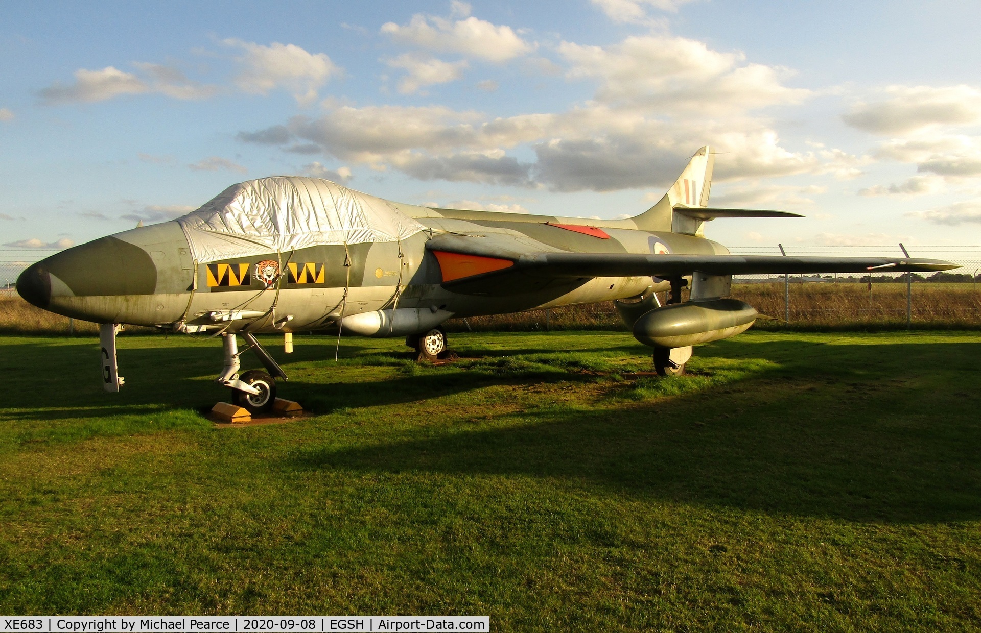 XE683, 1956 Hawker Hunter F.51 C/N 41H/680271, Parked at City of Norwich Aviation Museum.