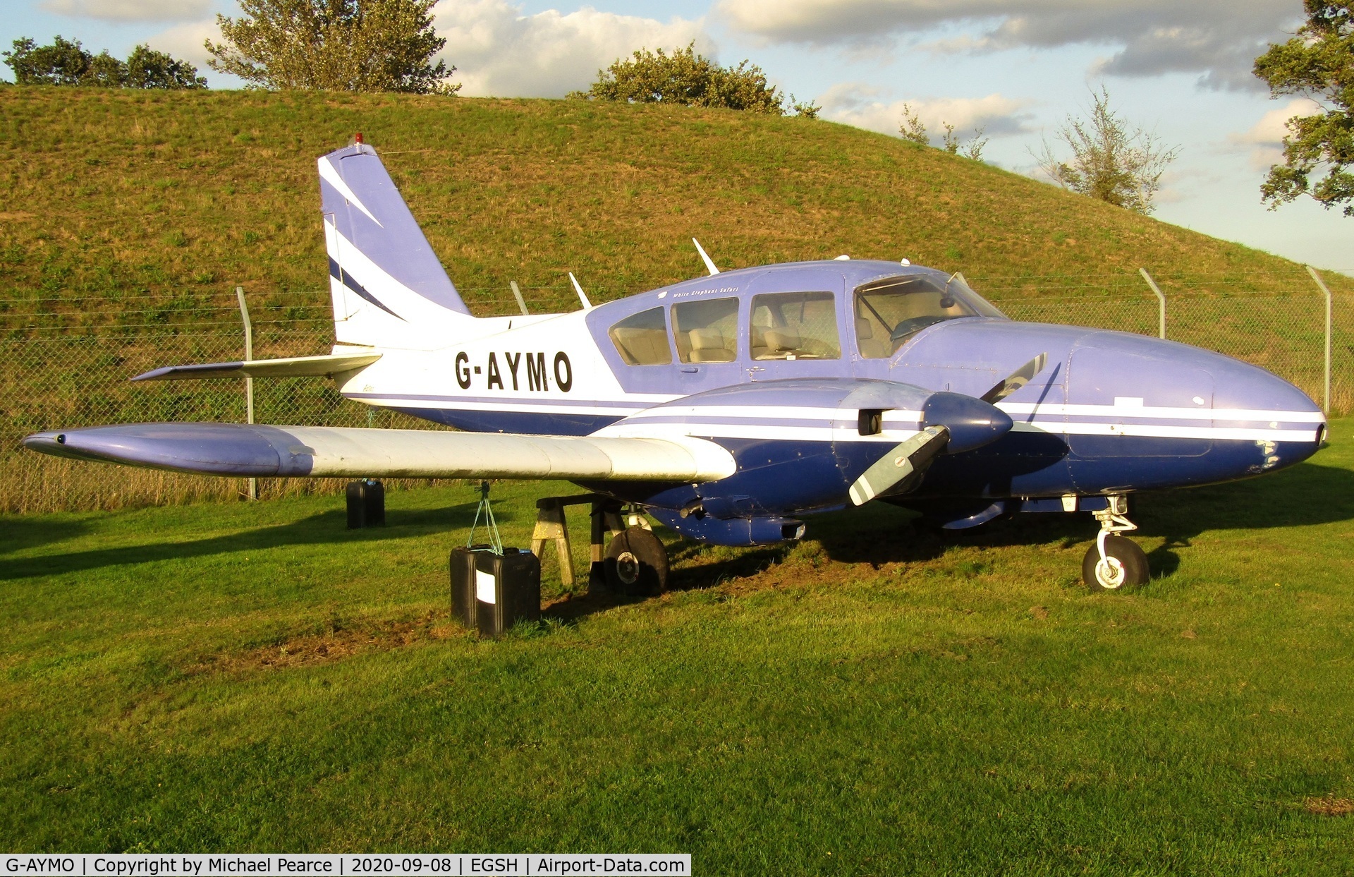 G-AYMO, 1965 Piper PA-23-250 Aztec C/N 27-2995, Parked at City of Norwich Aviation Museum.