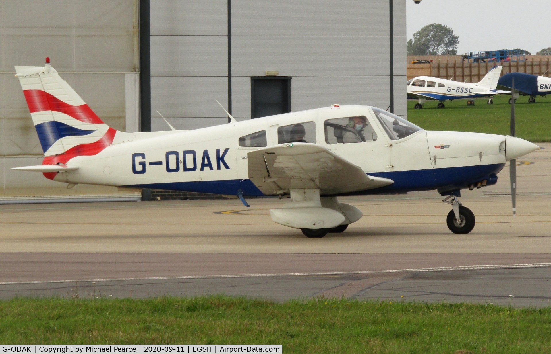G-ODAK, 1979 Piper PA-28-236 Dakota C/N 28-7911162, Departing SaxonAir to High Wycombe (HYC).