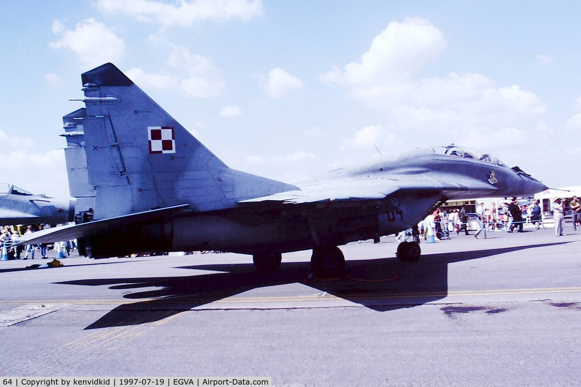 64, Mikoyan-Gurevich MiG-29UB C/N N50903014664, At the 1997 Royal International Air Tattoo.
