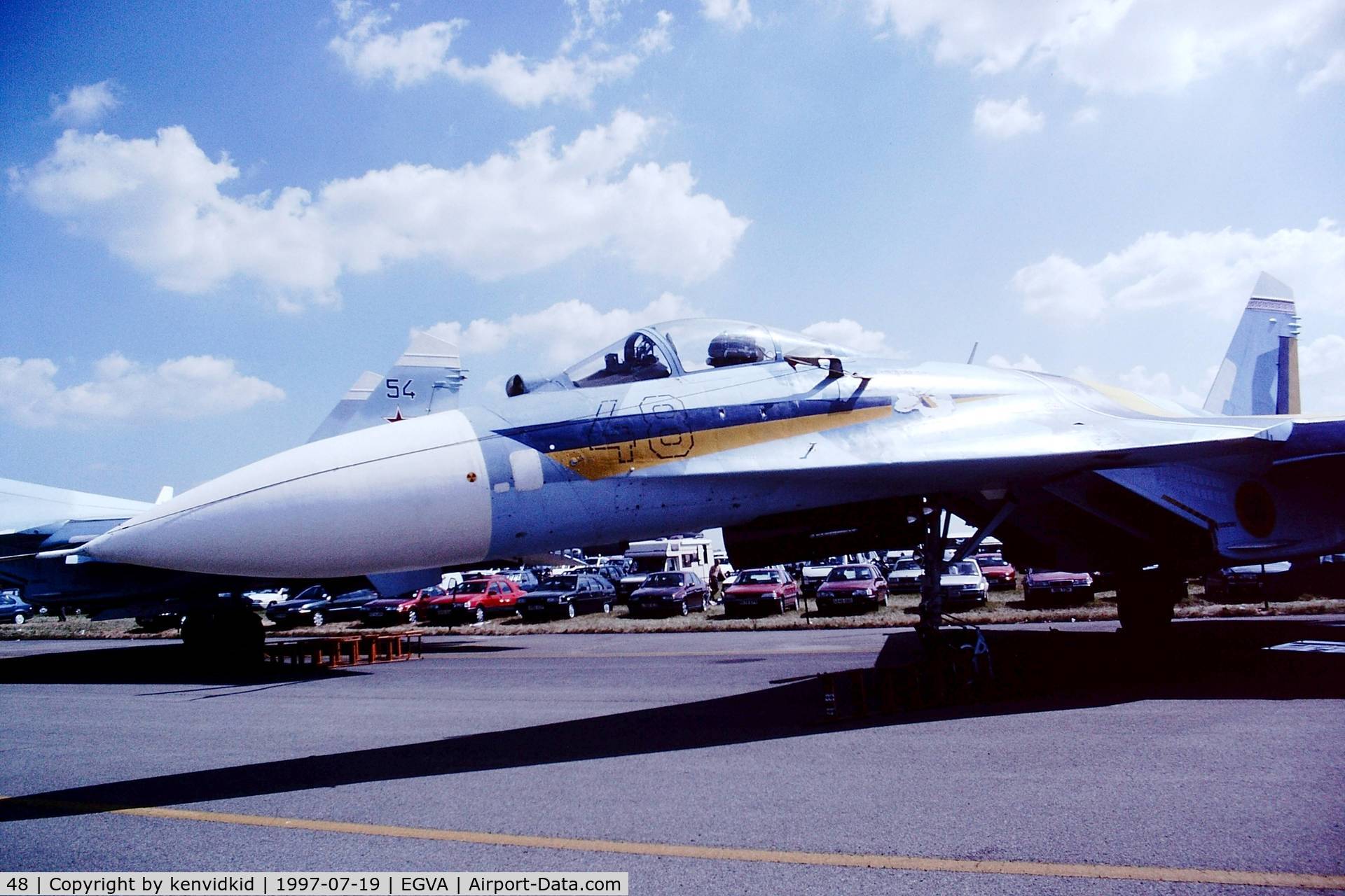 48, Sukhoi Su-27A C/N 36911014411, At the 1997 Royal International Air Tattoo.