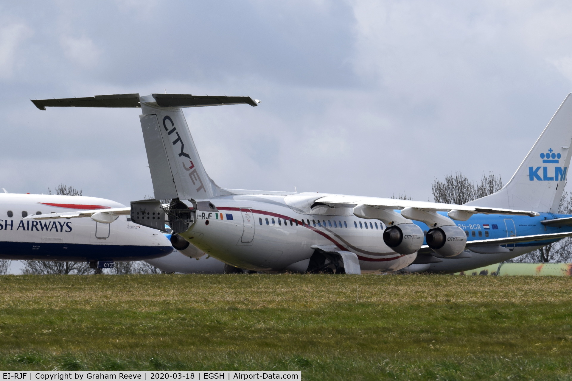 EI-RJF, 1998 British Aerospace Avro 146-RJ85A C/N E2337, Stored at Norwich.