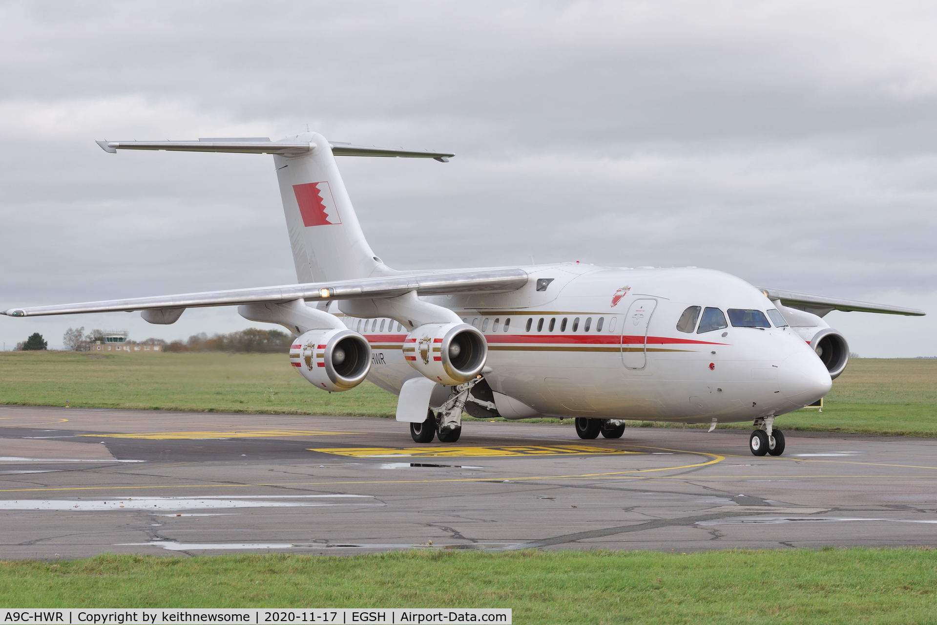 A9C-HWR, 1997 British Aerospace Avro 146-RJ85 C/N E.2306, Returning from air test.