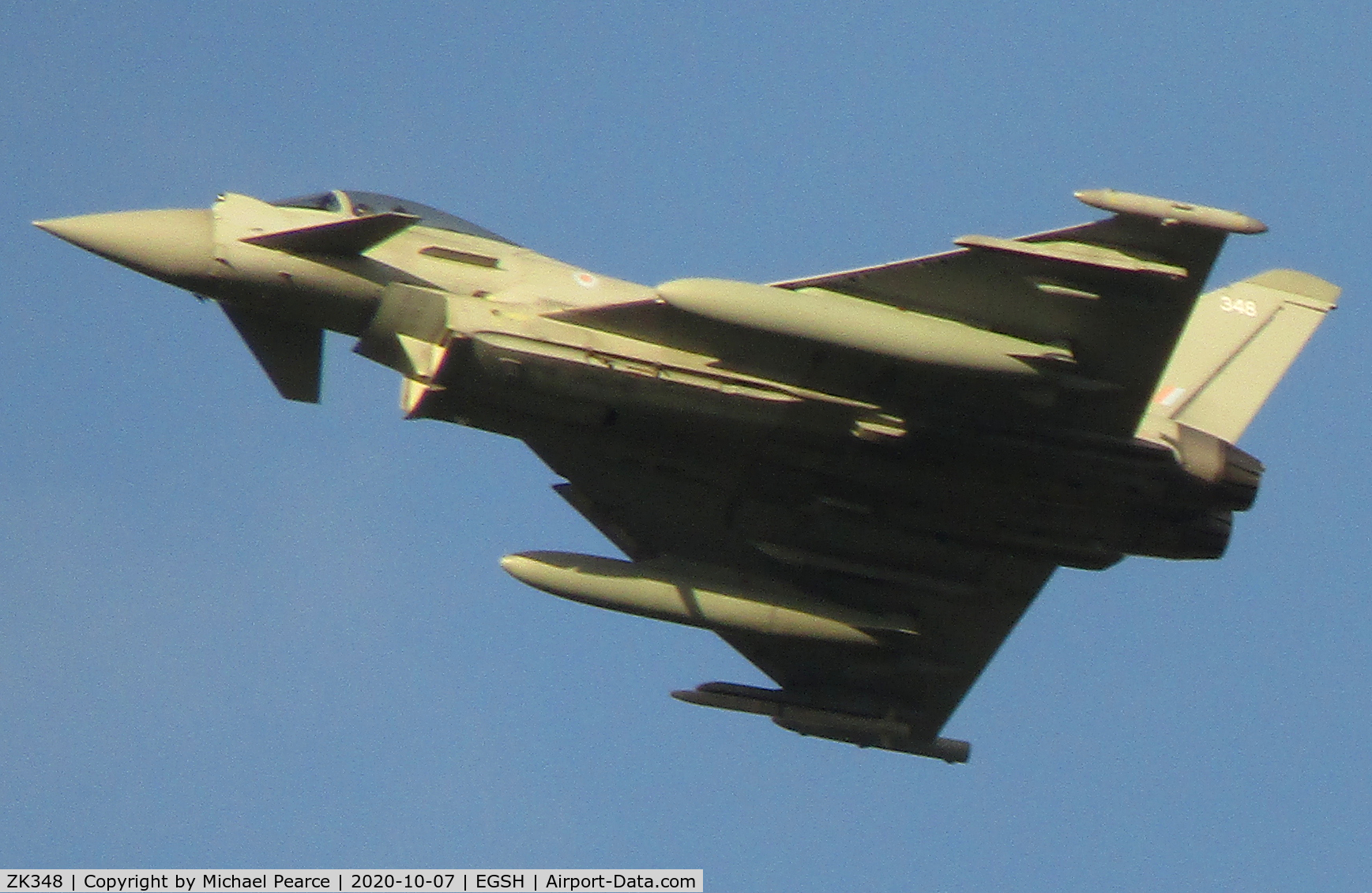 ZK348, Eurofighter EF-2000 Typhoon FGR.4 C/N BS109/396, Climbing from an approach of RWY 27.