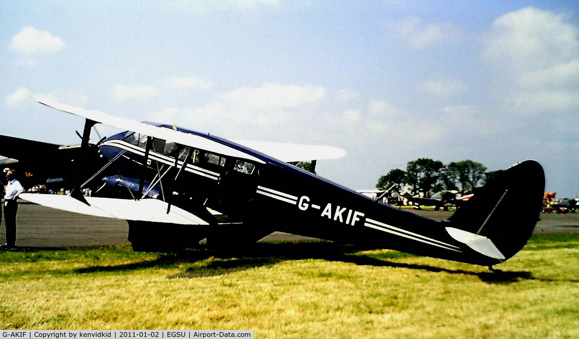 G-AKIF, 1944 De Havilland DH-89A Dominie/Dragon Rapide C/N 6838, At Duxford circa 1993.