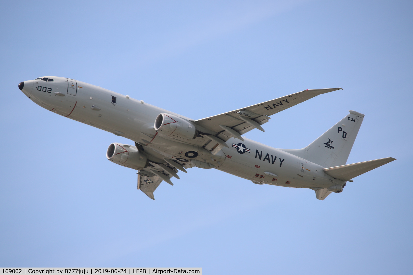 169002, 2015 Boeing P-8A Poseidon C/N 44943, on departure from Le-Bourget
