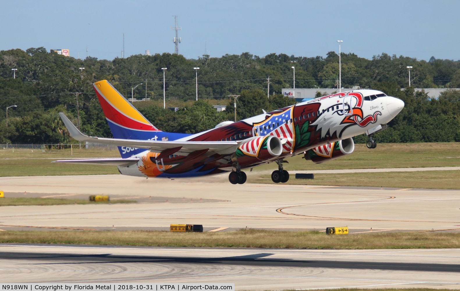 N918WN, 2008 Boeing 737-7H4 C/N 29843, TPA spotting 2018