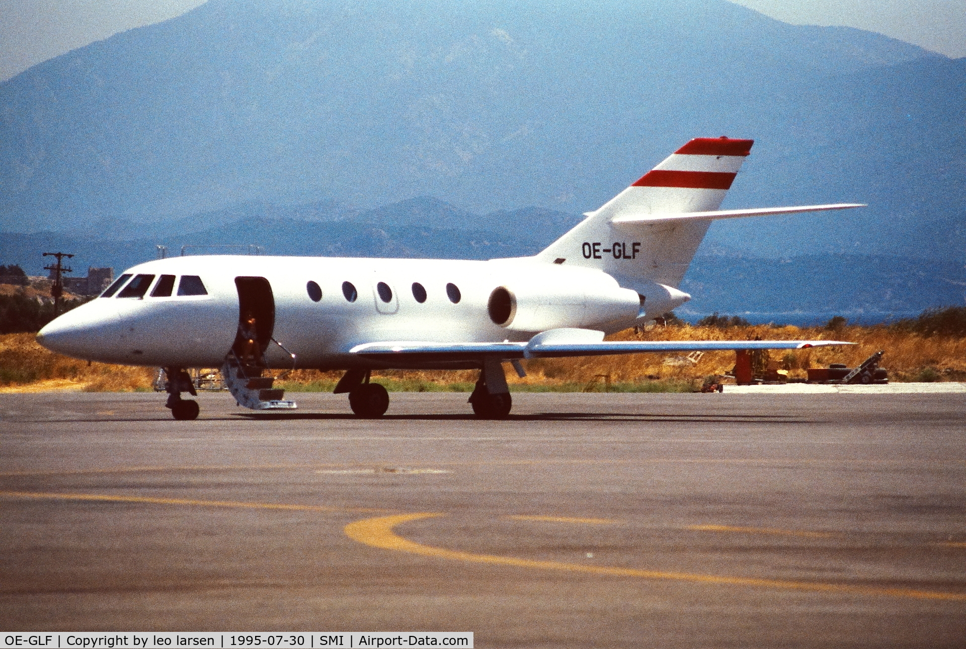 OE-GLF, 1975 Dassault Falcon (Mystere) 20E C/N 323, Samos 30.7.1995.FLS Flugservice