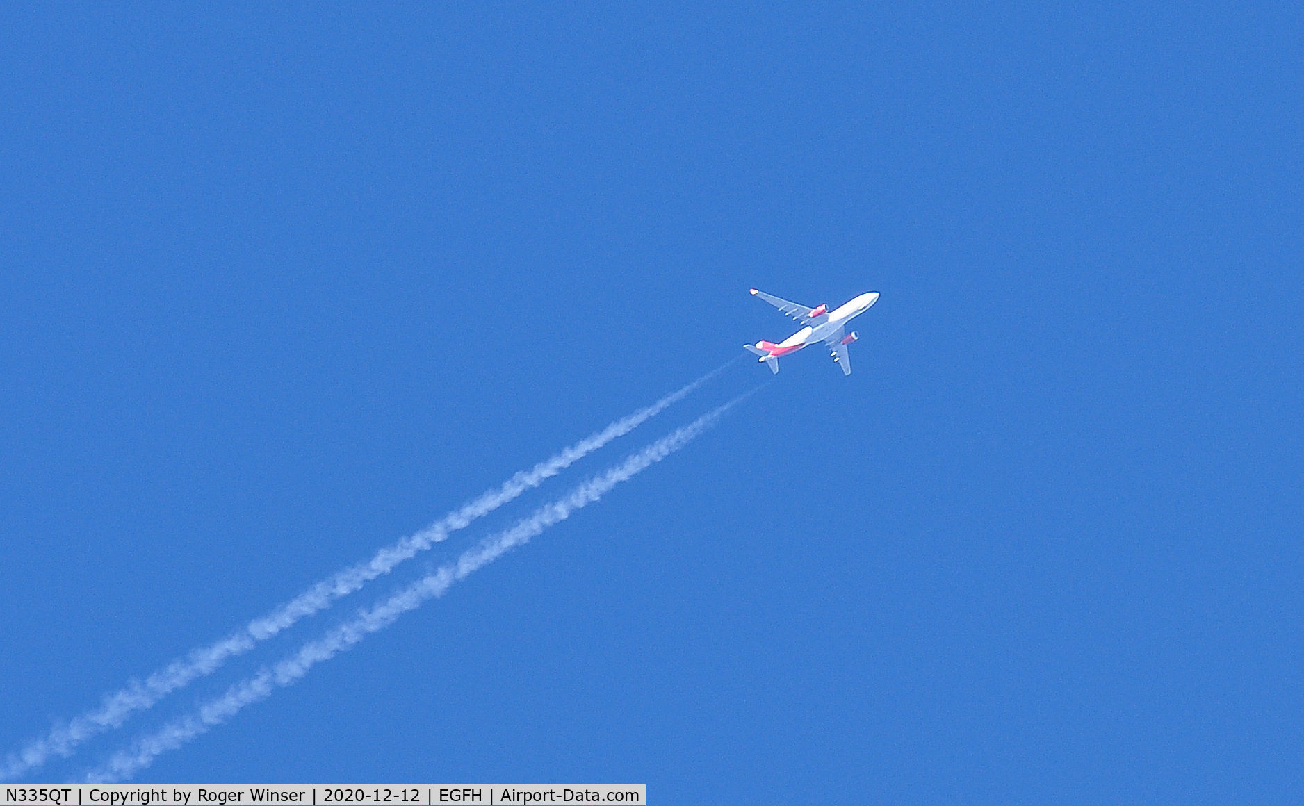 N335QT, 2014 Airbus A330-243F C/N 1534, Eastbound at 37000 feet over the airport. Operated by Avianca Cargo.