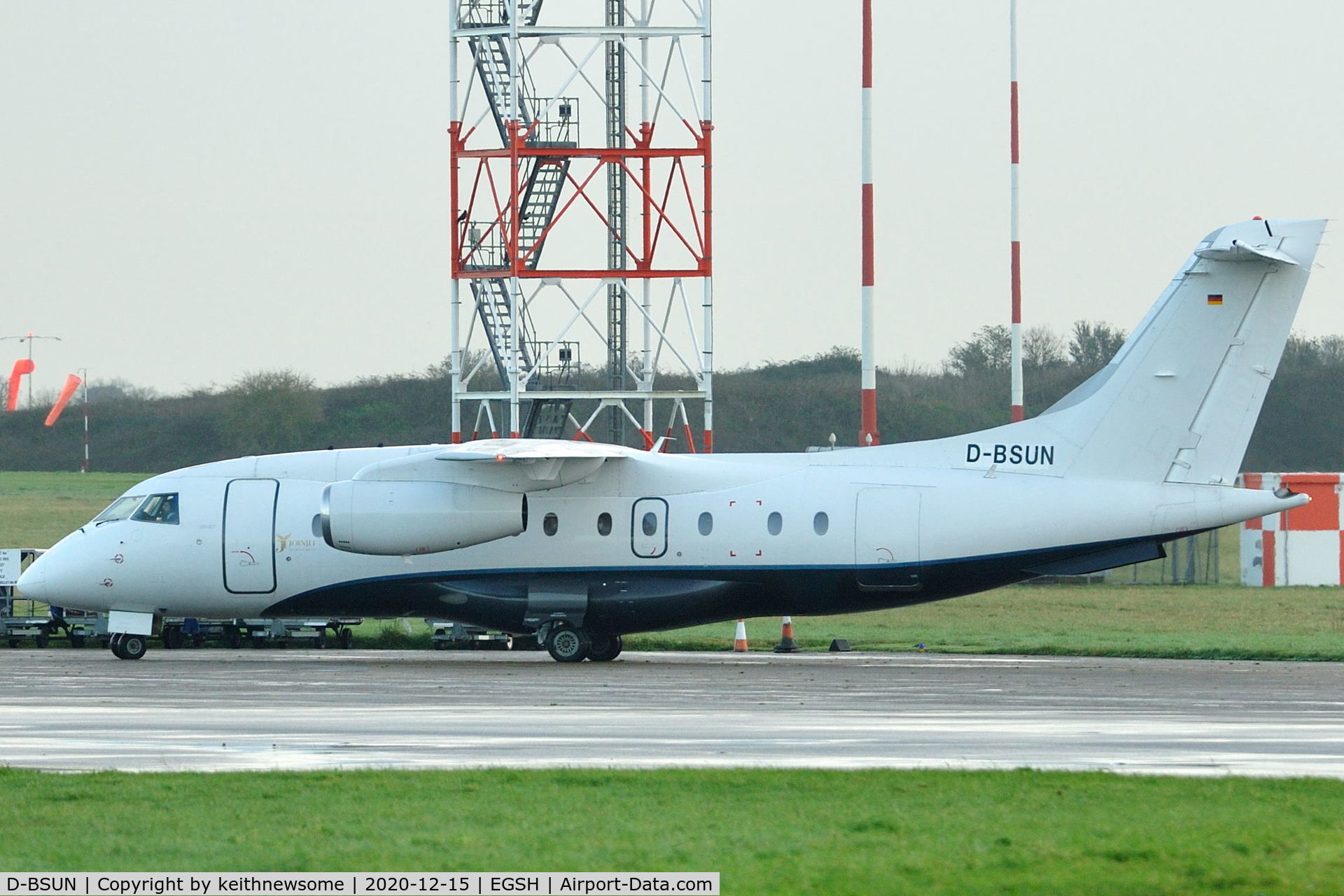 D-BSUN, 2000 Fairchild Dornier 328-300 328JET C/N 3147, Arriving at Norwich from Billund, Denmark.