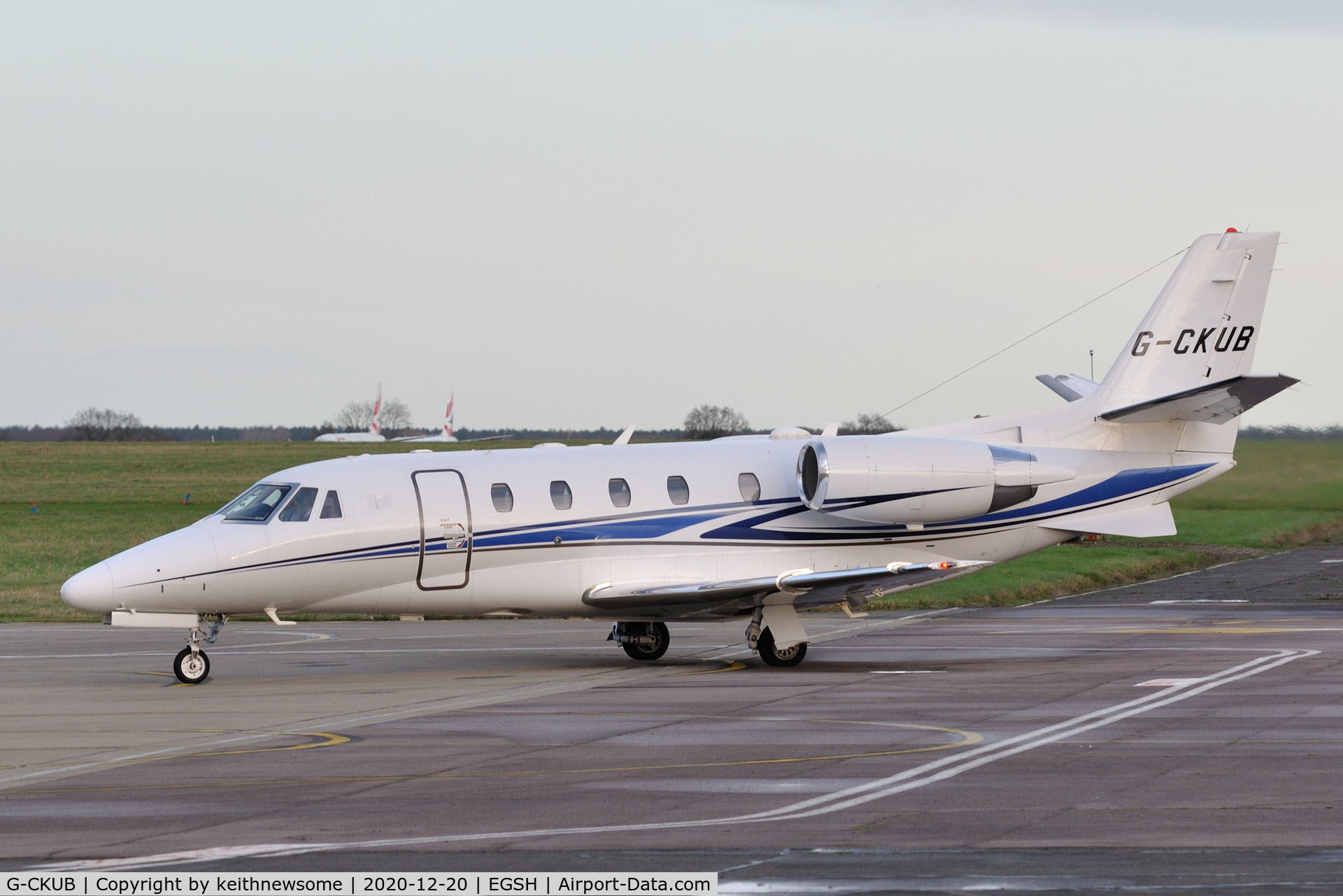 G-CKUB, 2014 Cessna 560XL Citation XLS+ C/N 560-6169, Arriving at Norwich from Luton.