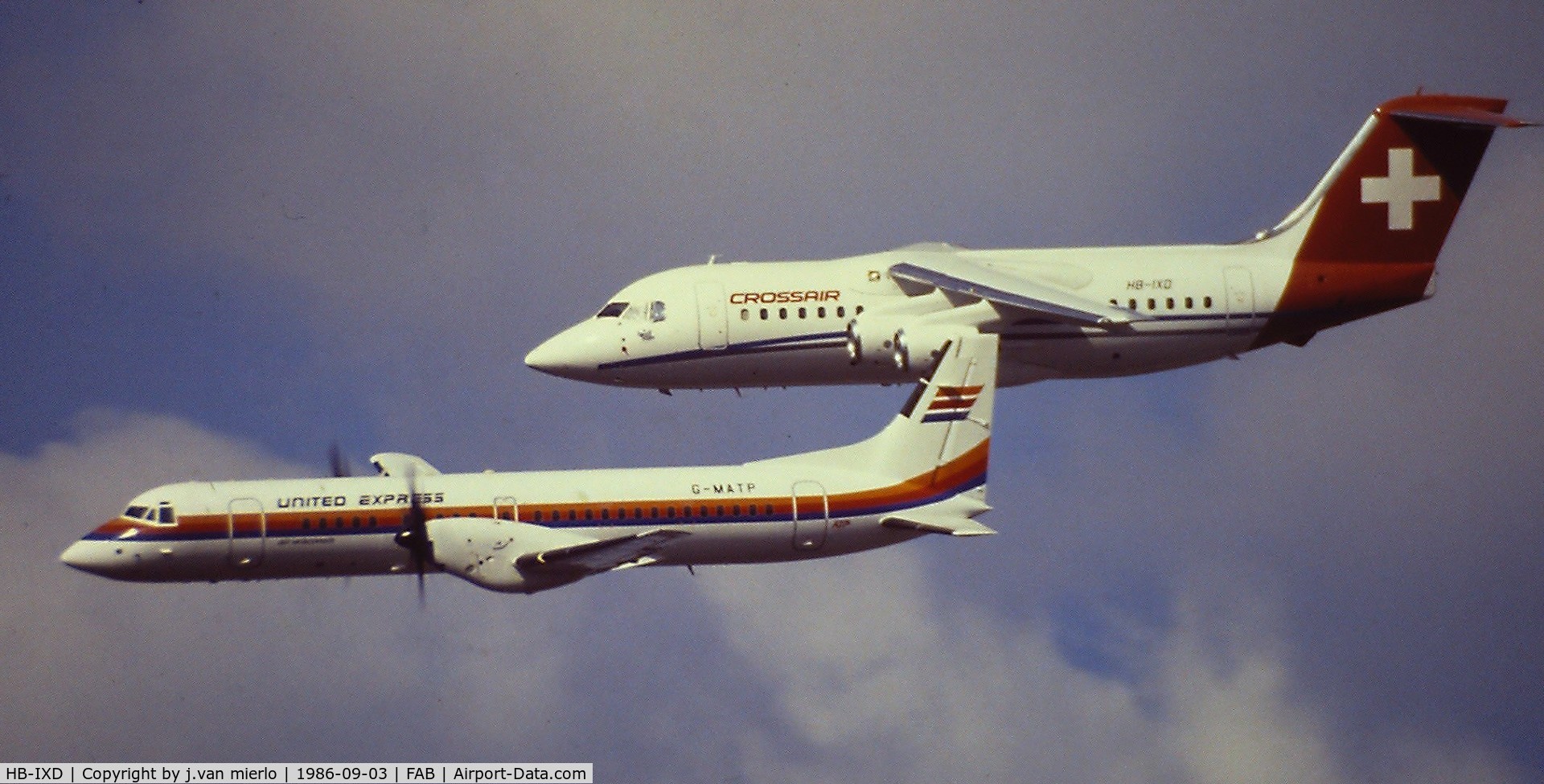 HB-IXD, 1987 British Aerospace BAe.146-200A C/N E2073, Scan from slide