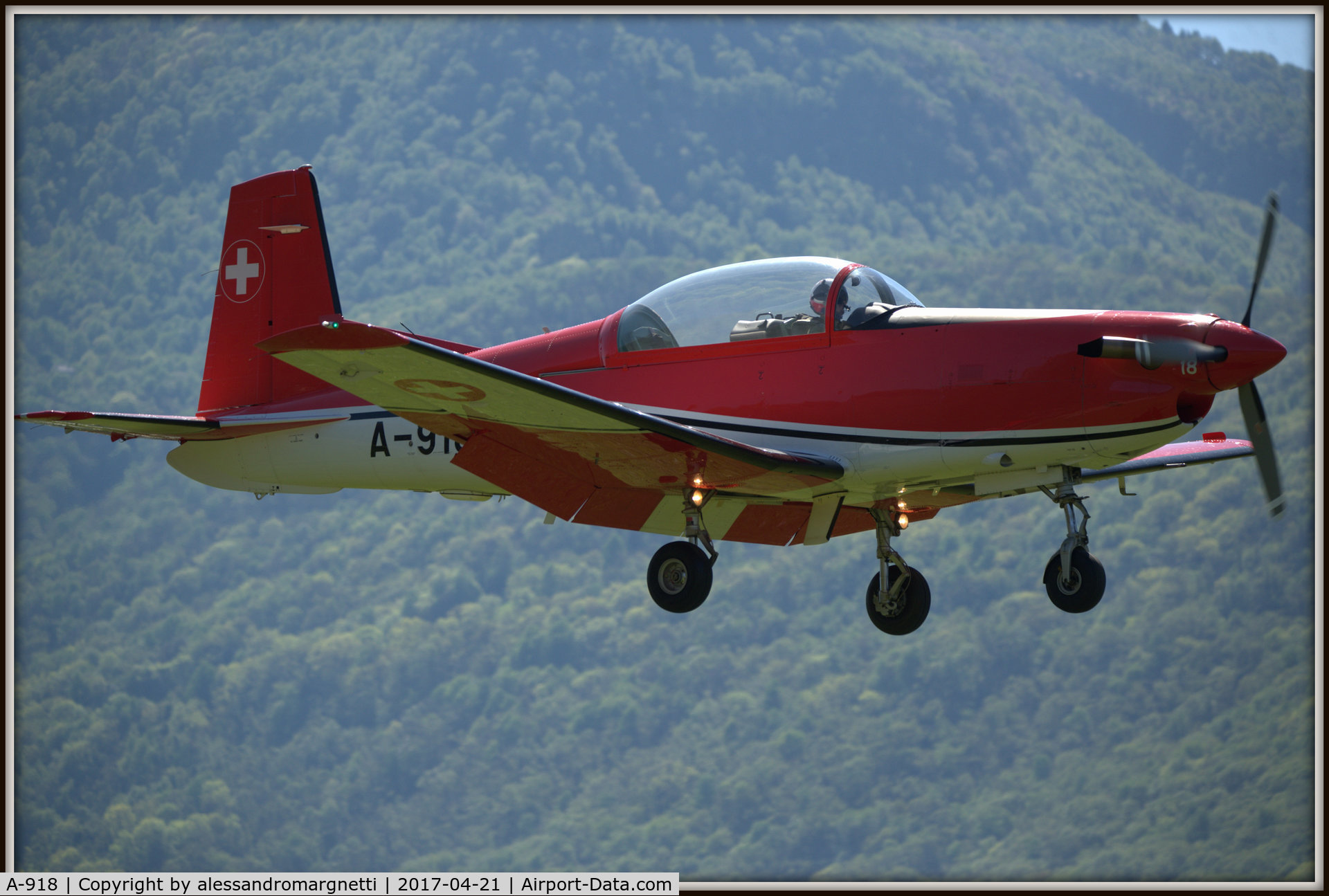 A-918, 1983 Pilatus PC-7 Turbo Trainer C/N 326, Landing in Locarno Magadino After show training of PC-7 Team