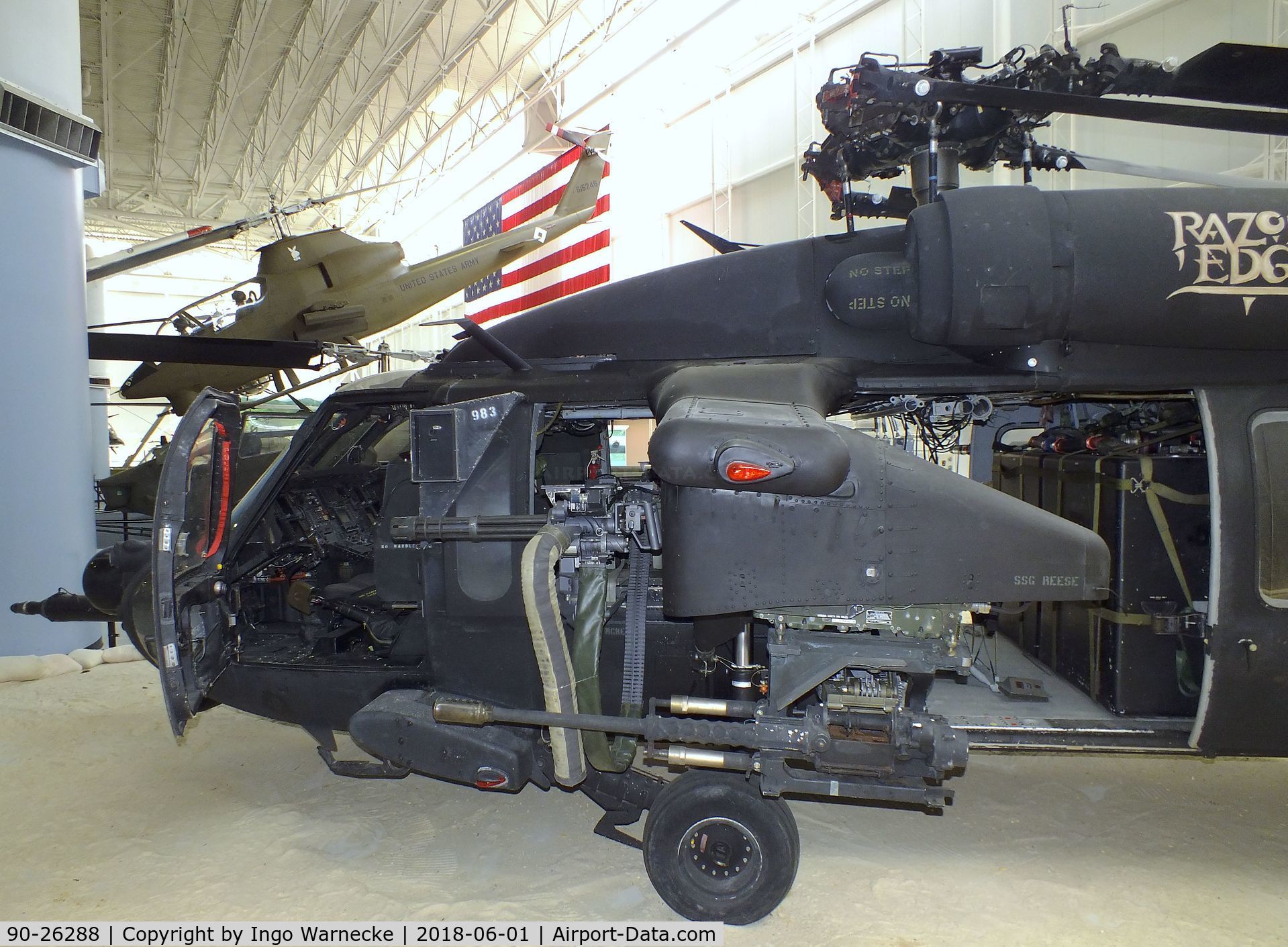 90-26288, 1990 Sikorsky MH-60L Black Hawk C/N 70-1520, Sikorsky MH-60L Black Hawk 'Super 68' RAZOR'S EDGE  gunship at the US Army Aviation Museum, Ft. Rucker
