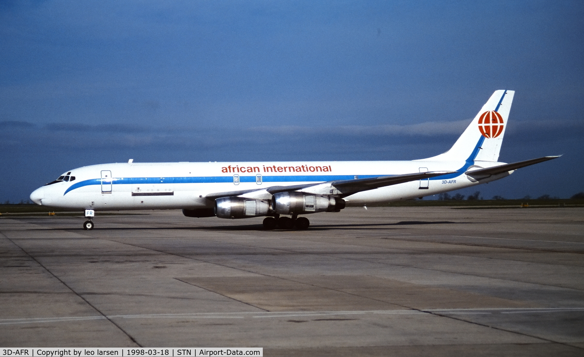 3D-AFR, 1965 Douglas DC-8-54F C/N 45802, Stanstedt 18.3.1998