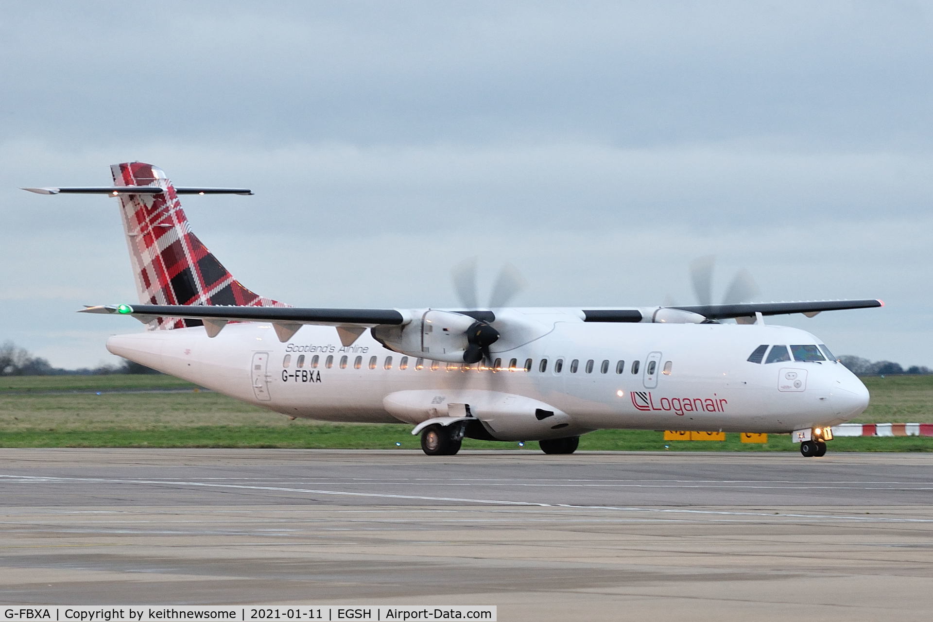 G-FBXA, 2015 ATR 72-212A C/N 1260, Arriving at Norwich from Aberdeen.