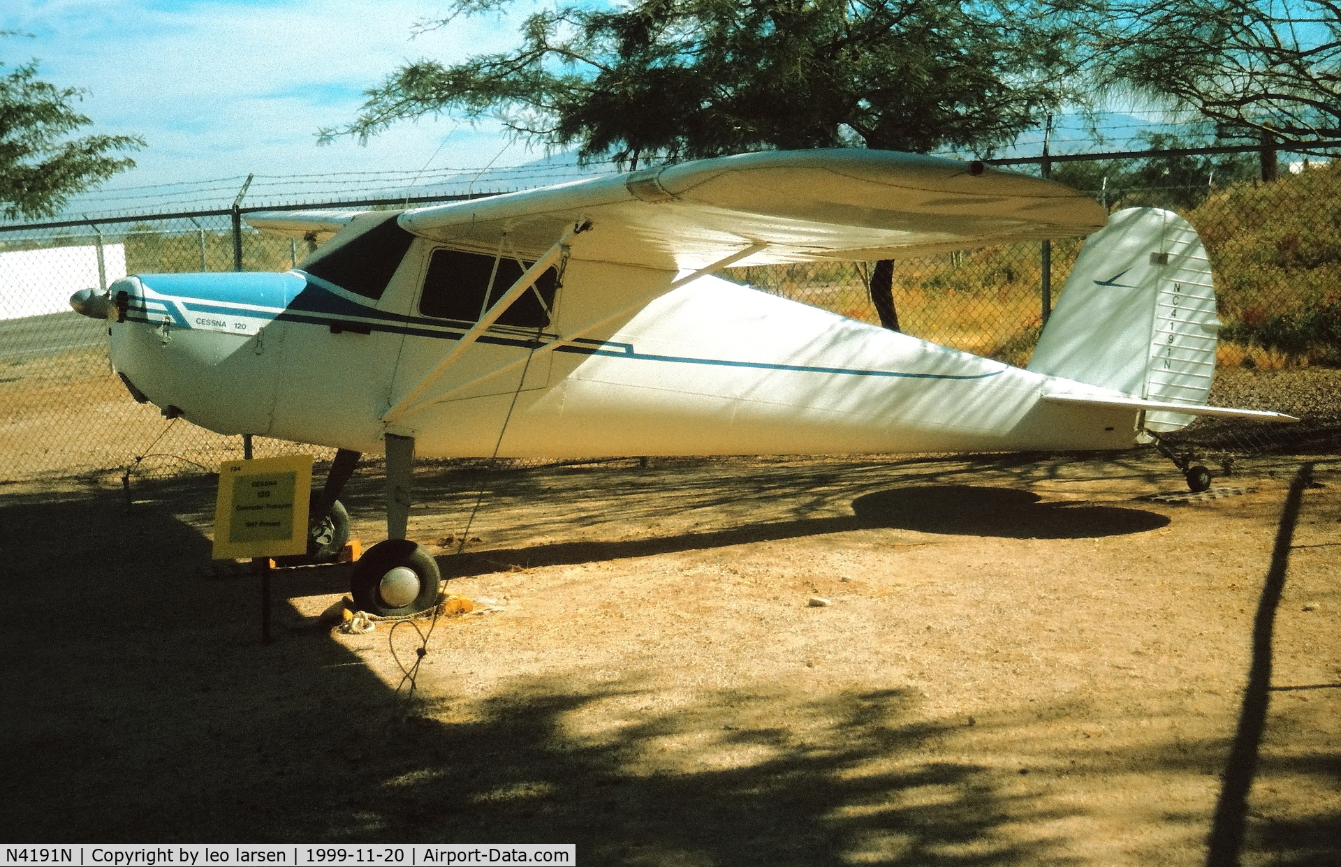 N4191N, 1947 Cessna 120 C/N 13662, Pima Air Museum 20.11.1999