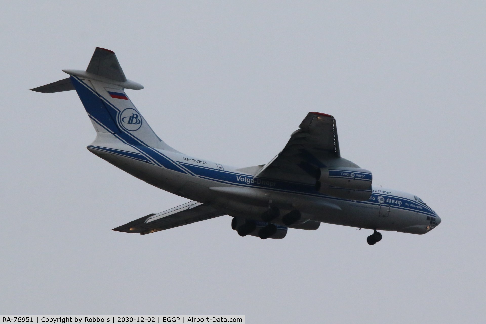 RA-76951, 2007 Ilyushin Il-76TD-90VD C/N 2073421704, RA-76951 IL 76 arriving at Liverpool Airport on a cargo flight.