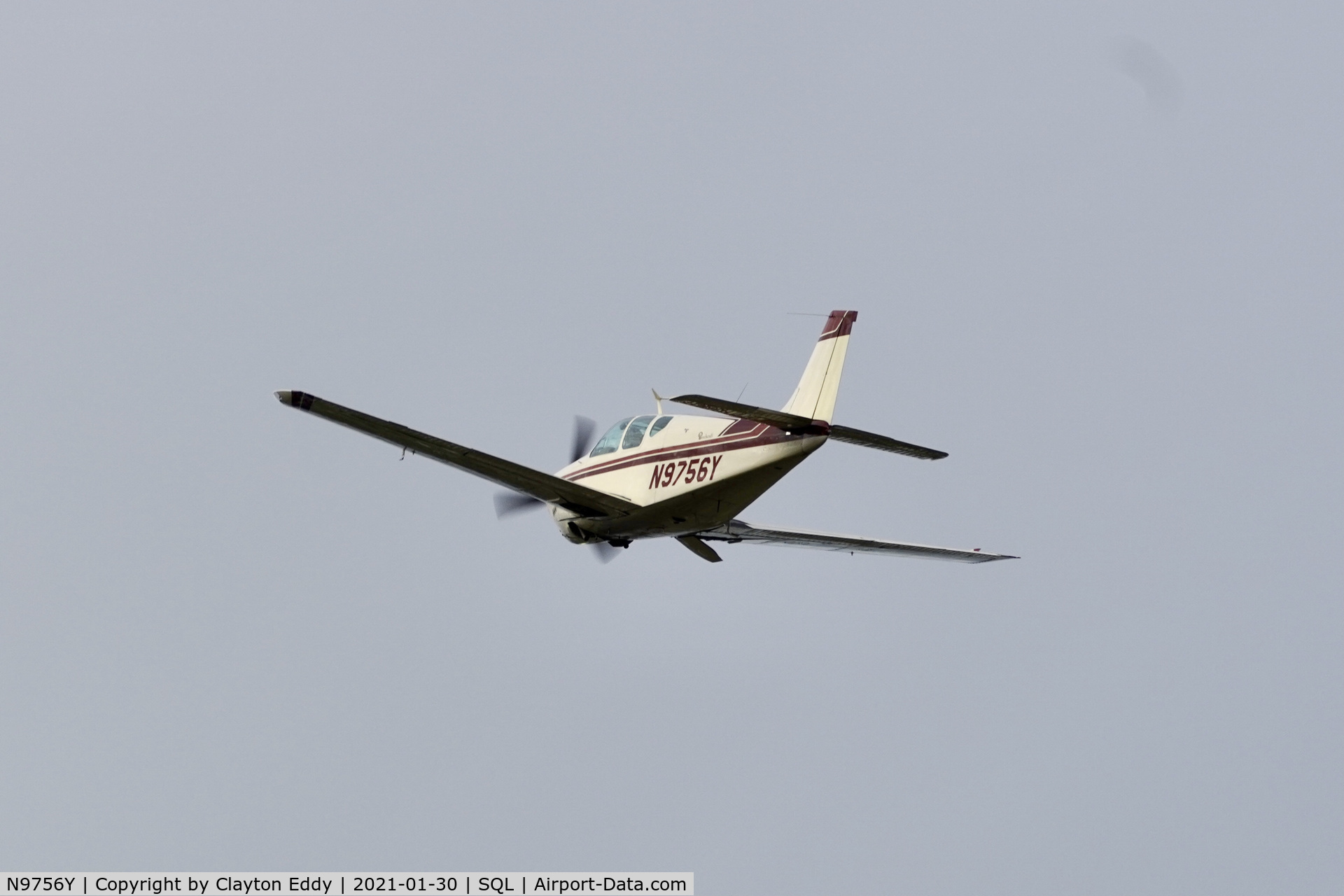 N9756Y, 1963 Beech 35-B33 Debonair C/N CD-614, San Carlos airport California 2021.